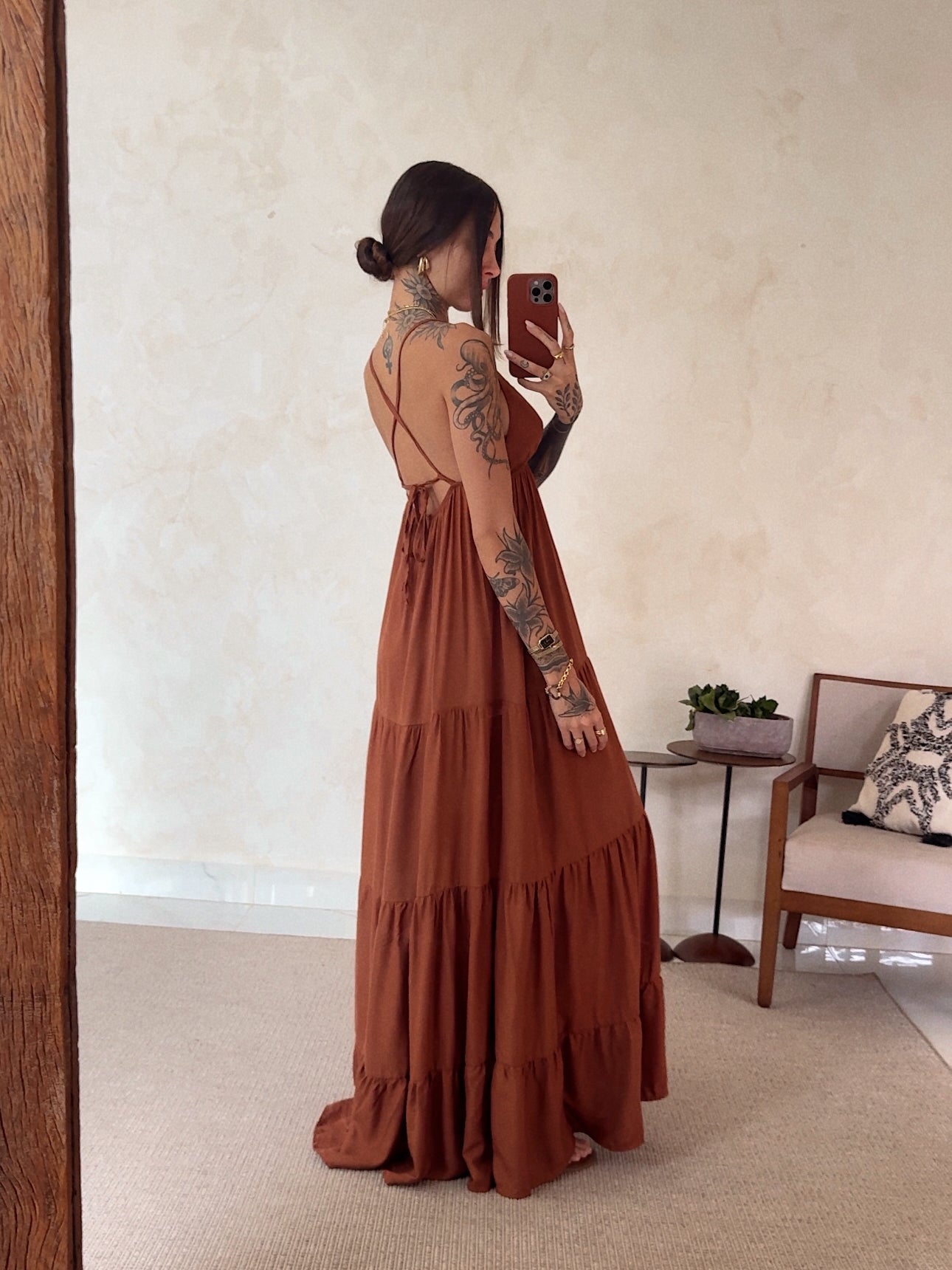 Vestido Longo Suzie - Babados e Amarração nas Costas