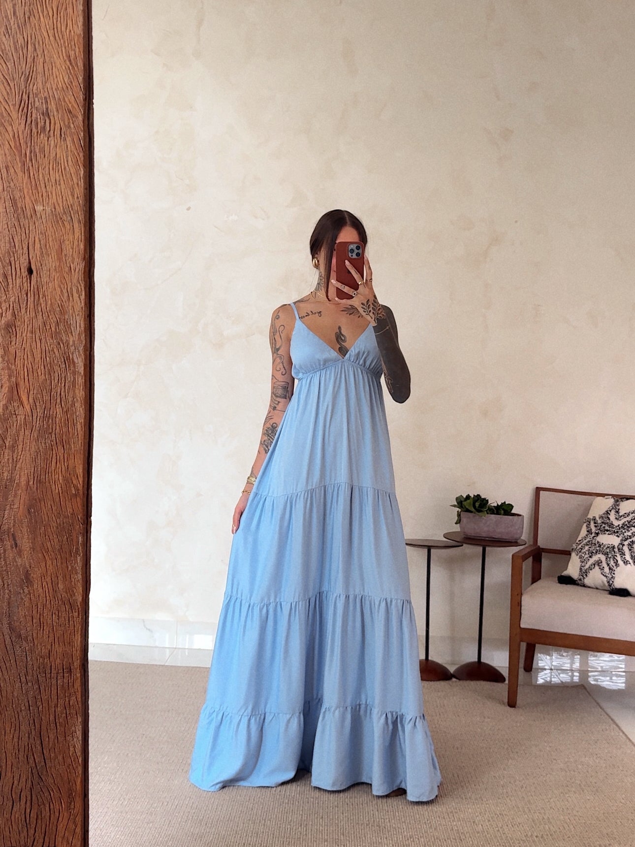 Vestido Longo Suzie - Babados e Amarração nas Costas