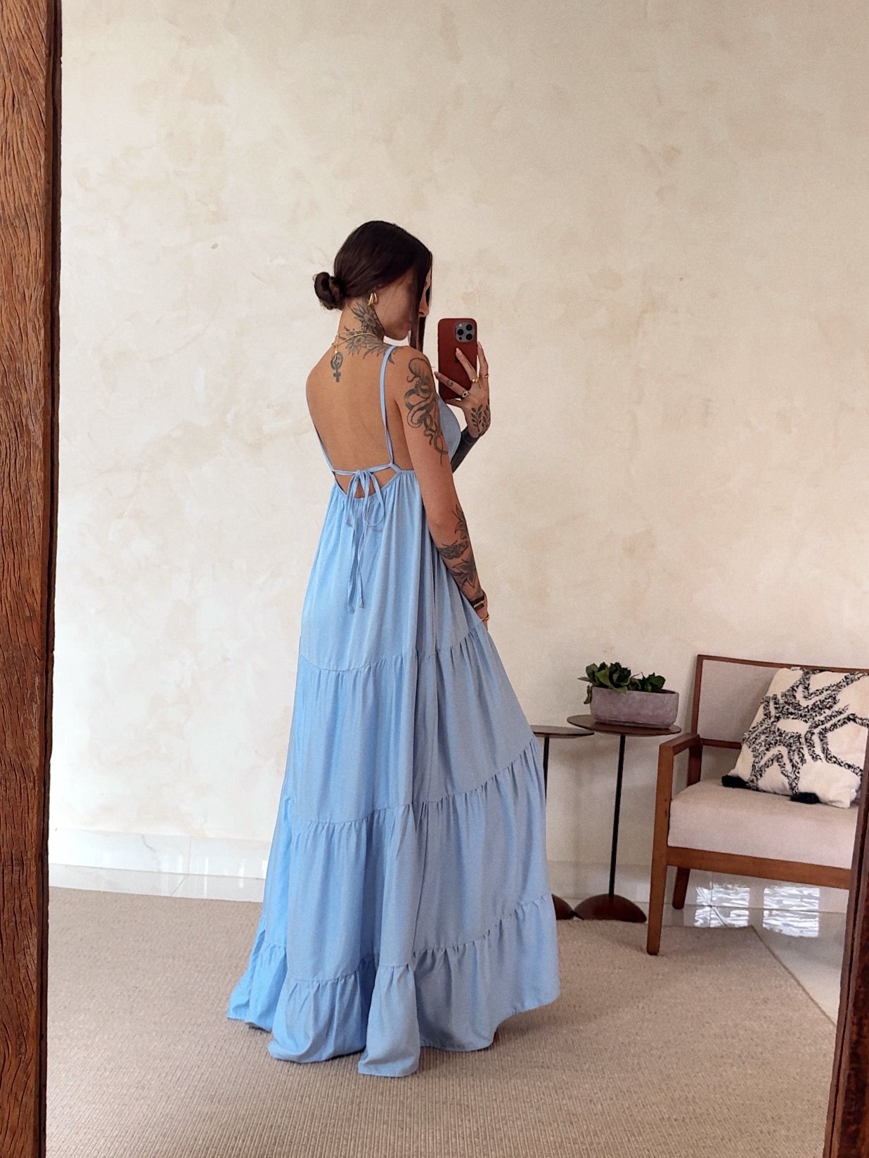 Vestido Longo Suzie - Babados e Amarração nas Costas