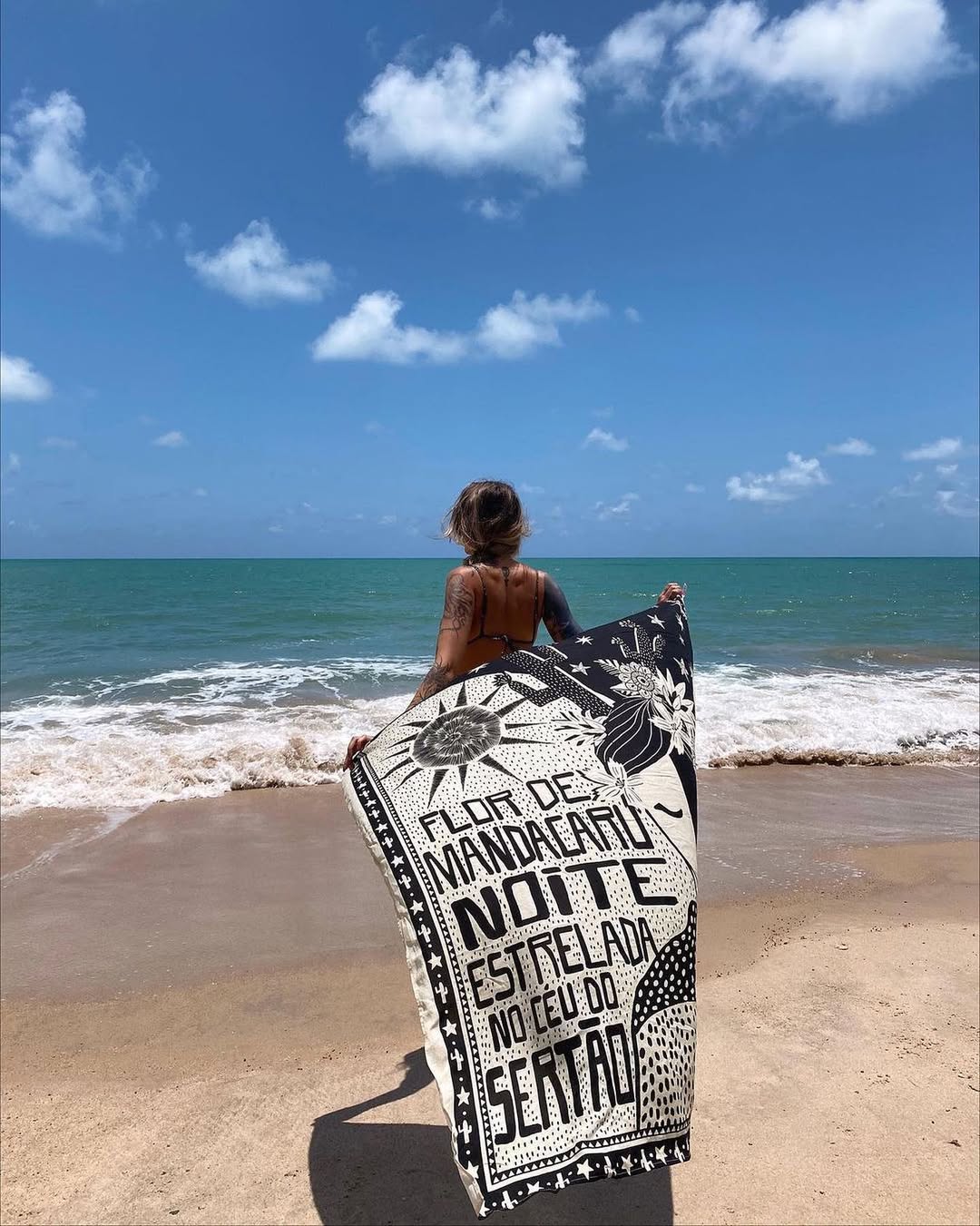 Canga Estampada Flor de Mandacaru