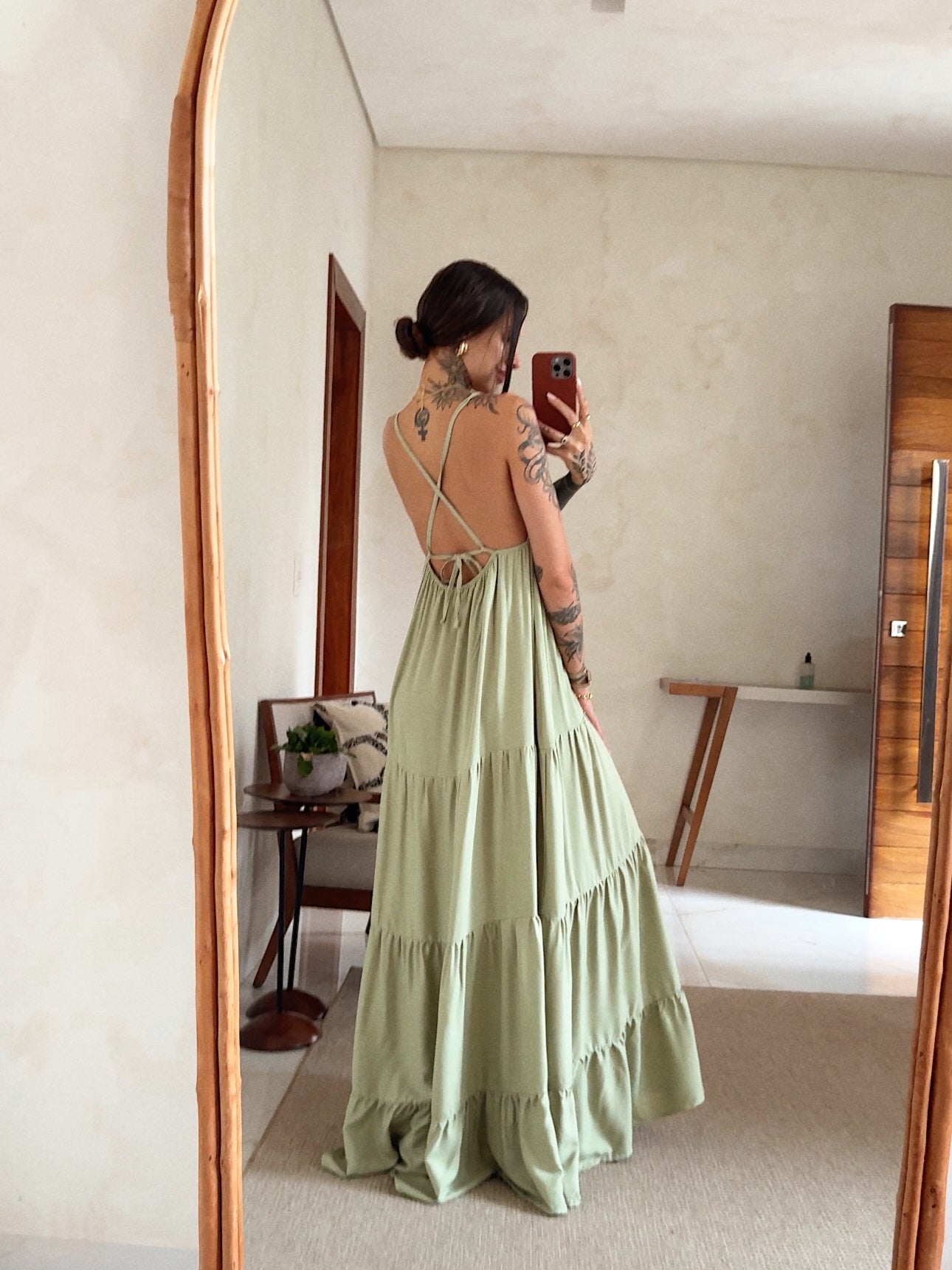 Vestido Longo Suzie - Babados e Amarração nas Costas