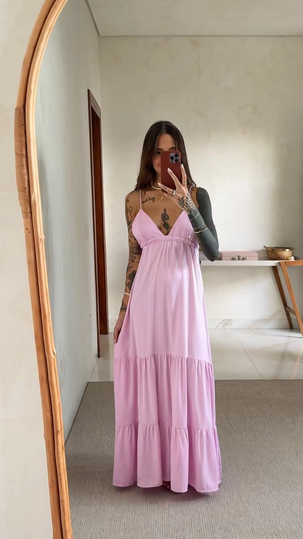 Vestido Longo Helena - Babados e Detalhes Franzidos