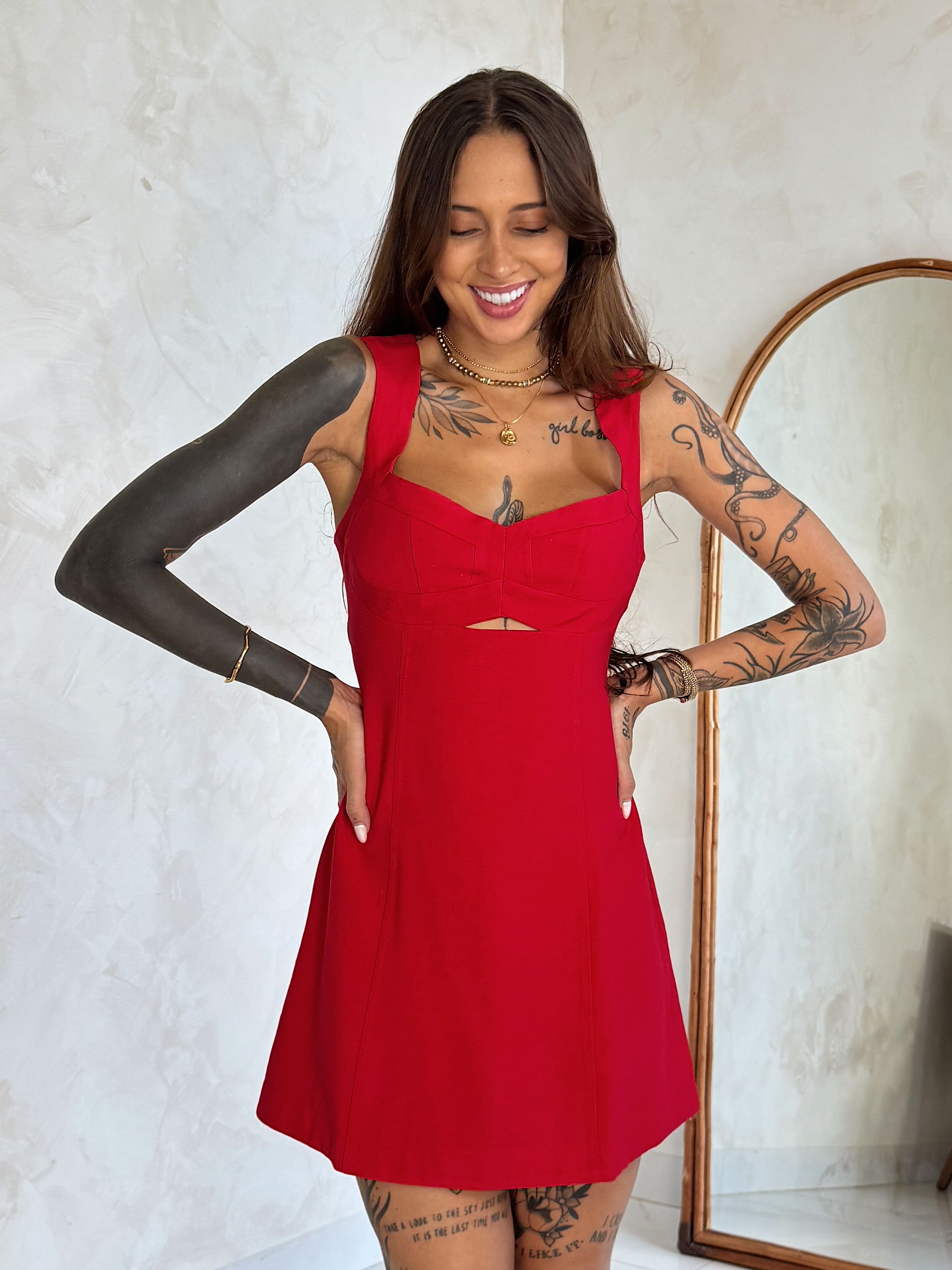 Vestido Curto Rouge - Busto Coração