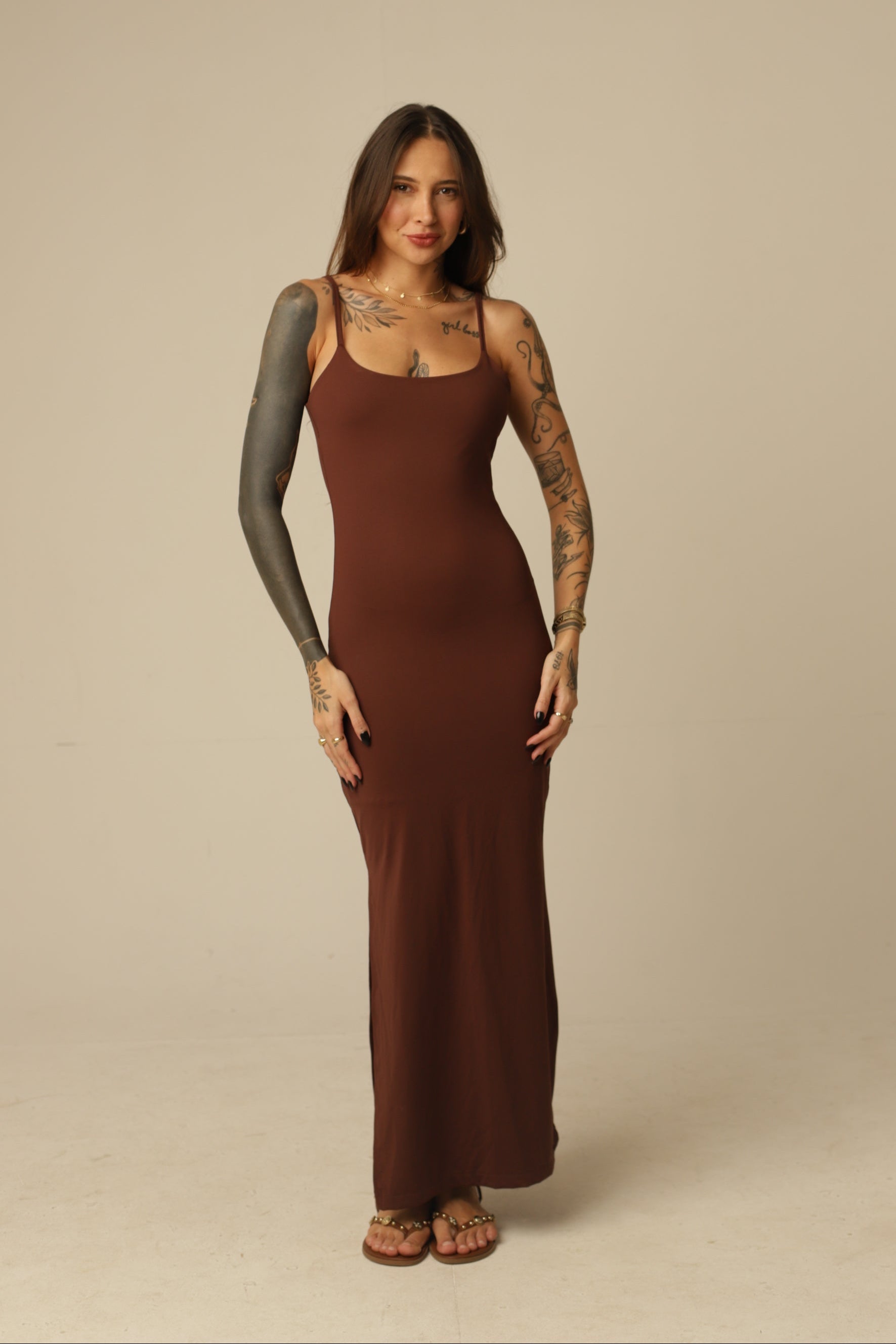 Vestido em Poliamida Basic - Alcinhas Finas