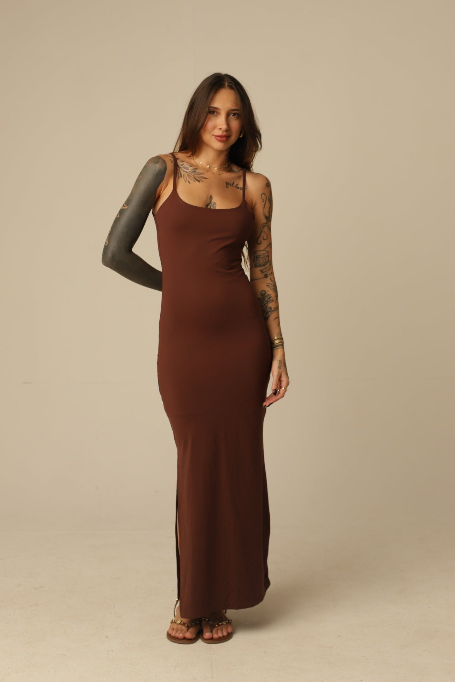 Vestido em Poliamida Basic - Alcinhas Finas