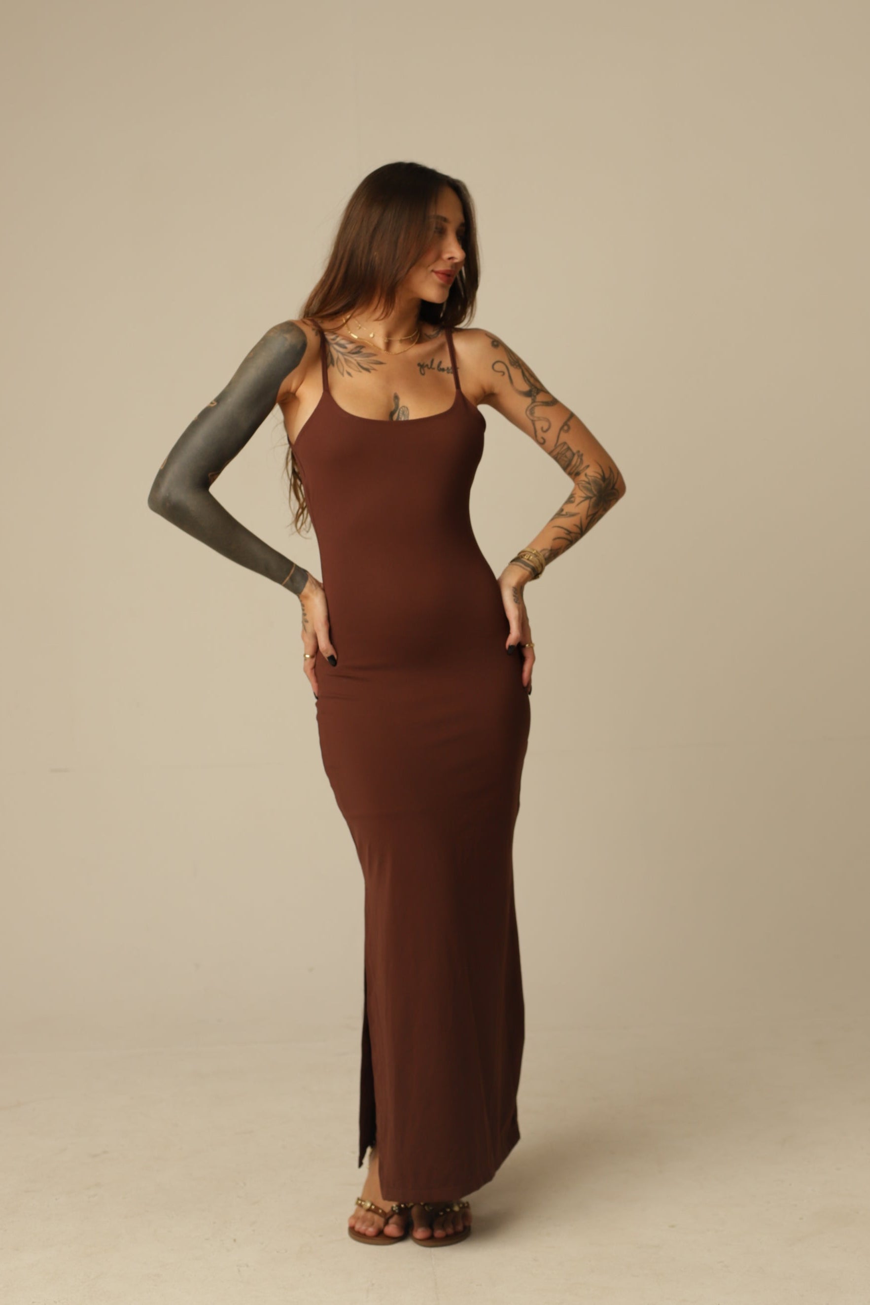 Vestido em Poliamida Basic - Alcinhas Finas