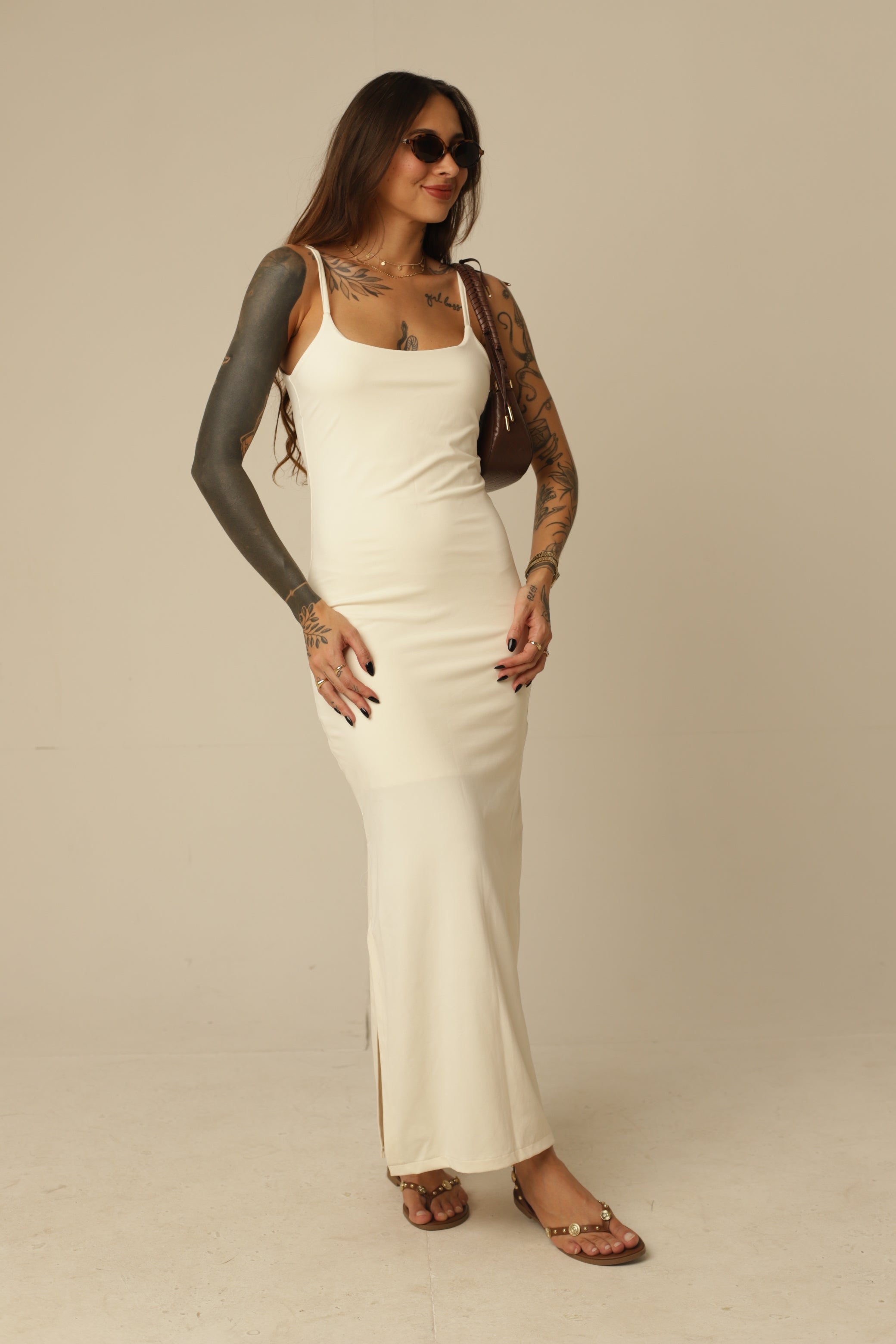 Vestido em Poliamida Basic - Alcinhas Finas
