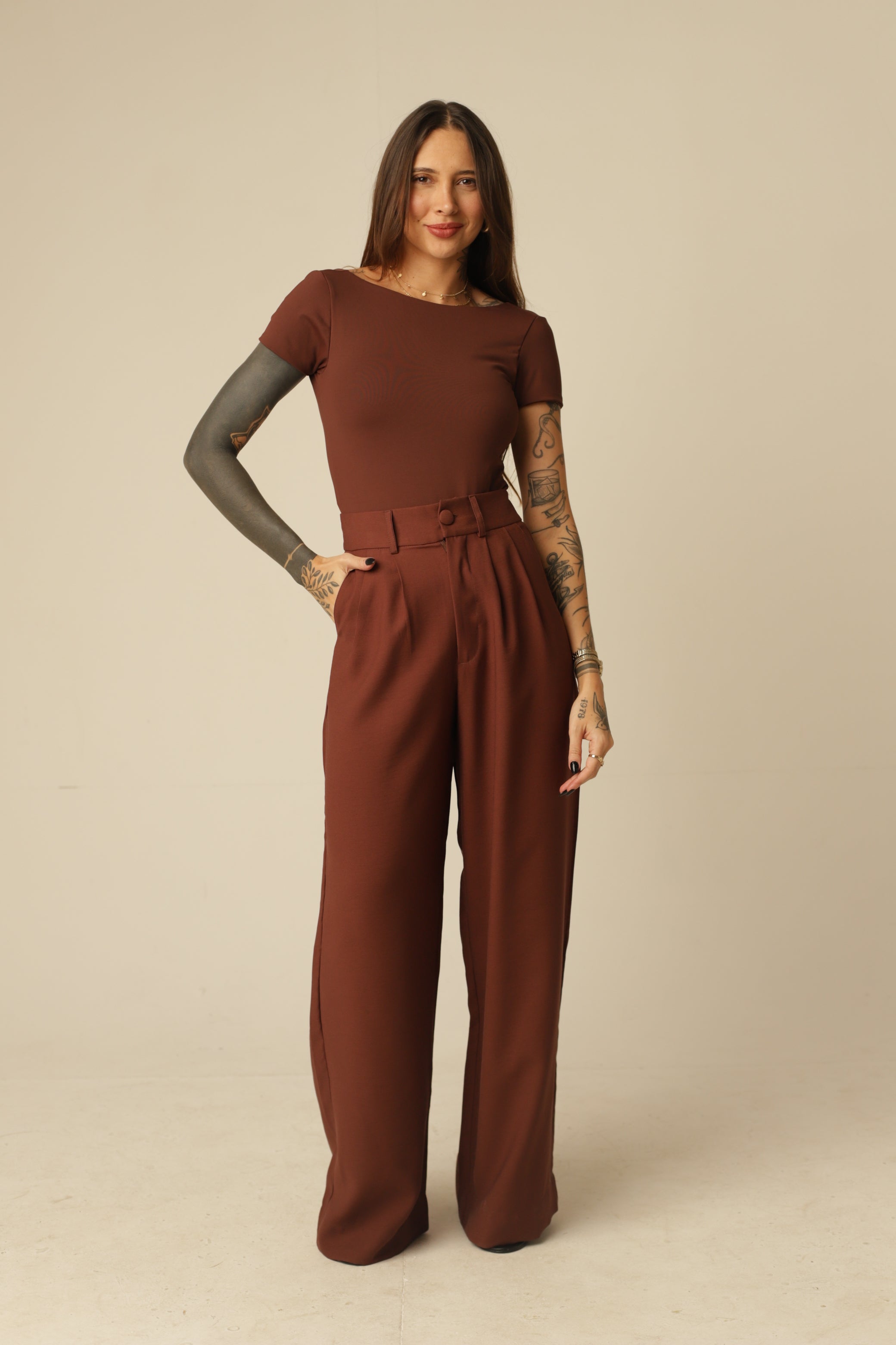 Calça Pantalona Alfaiataria Olga - Cós Botão