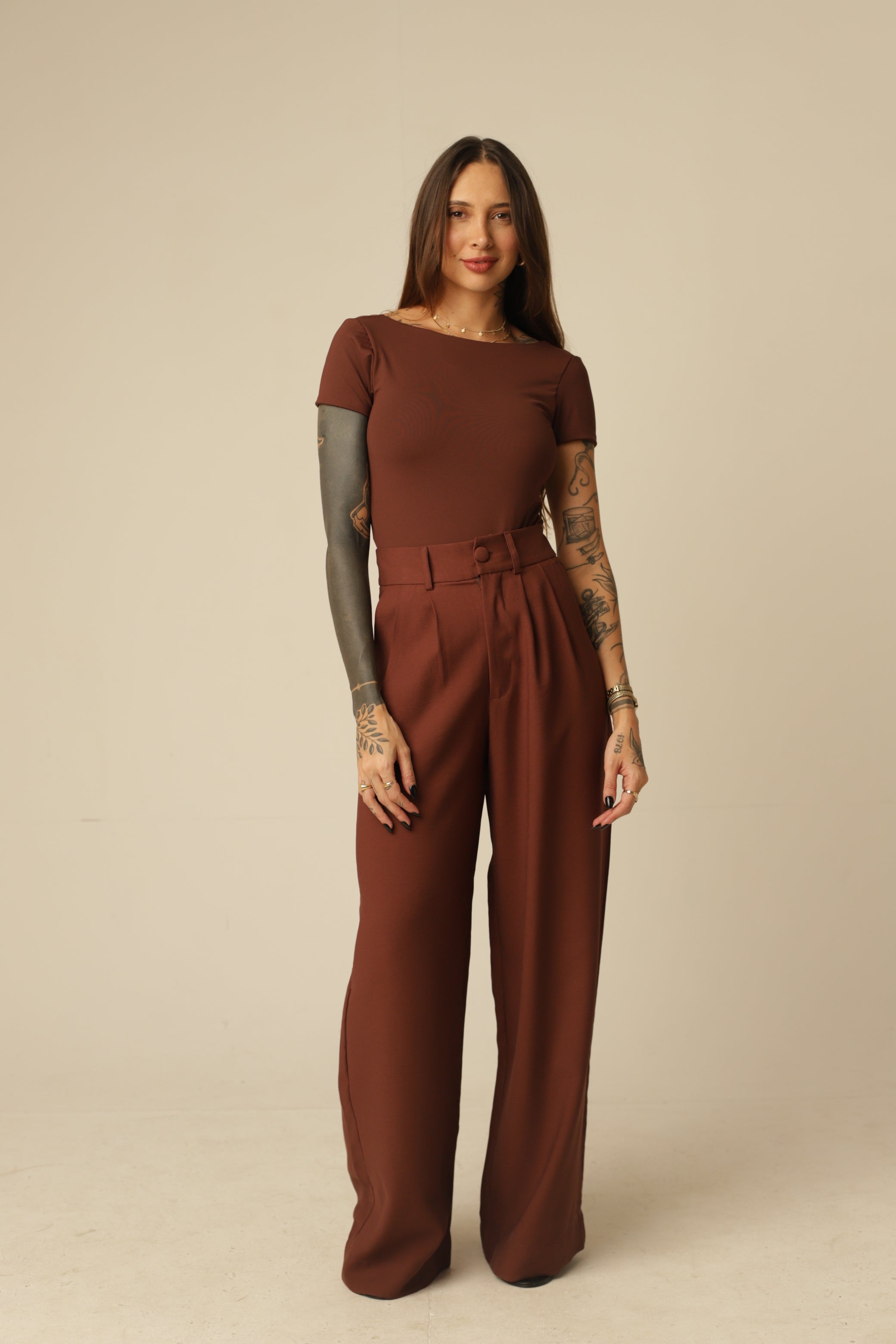 Calça Pantalona Alfaiataria Olga - Cós Botão