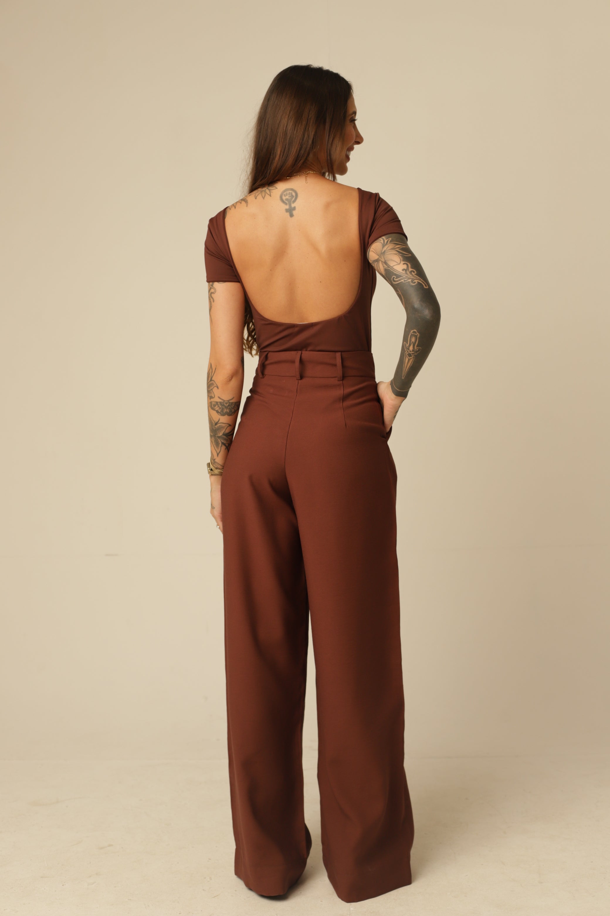 Calça Pantalona Alfaiataria Olga - Cós Botão