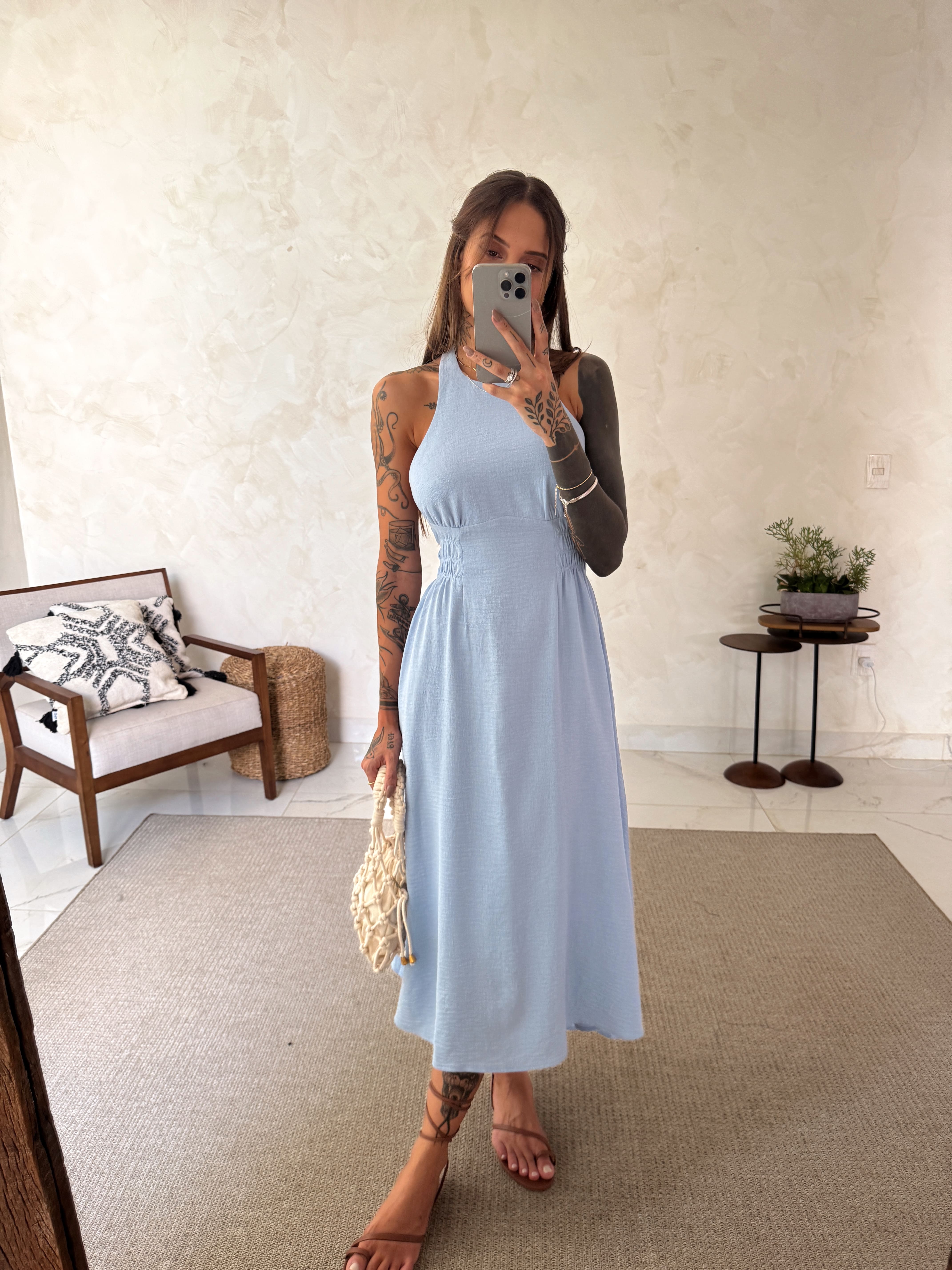 Vestido Midi Laura - Decote Costas