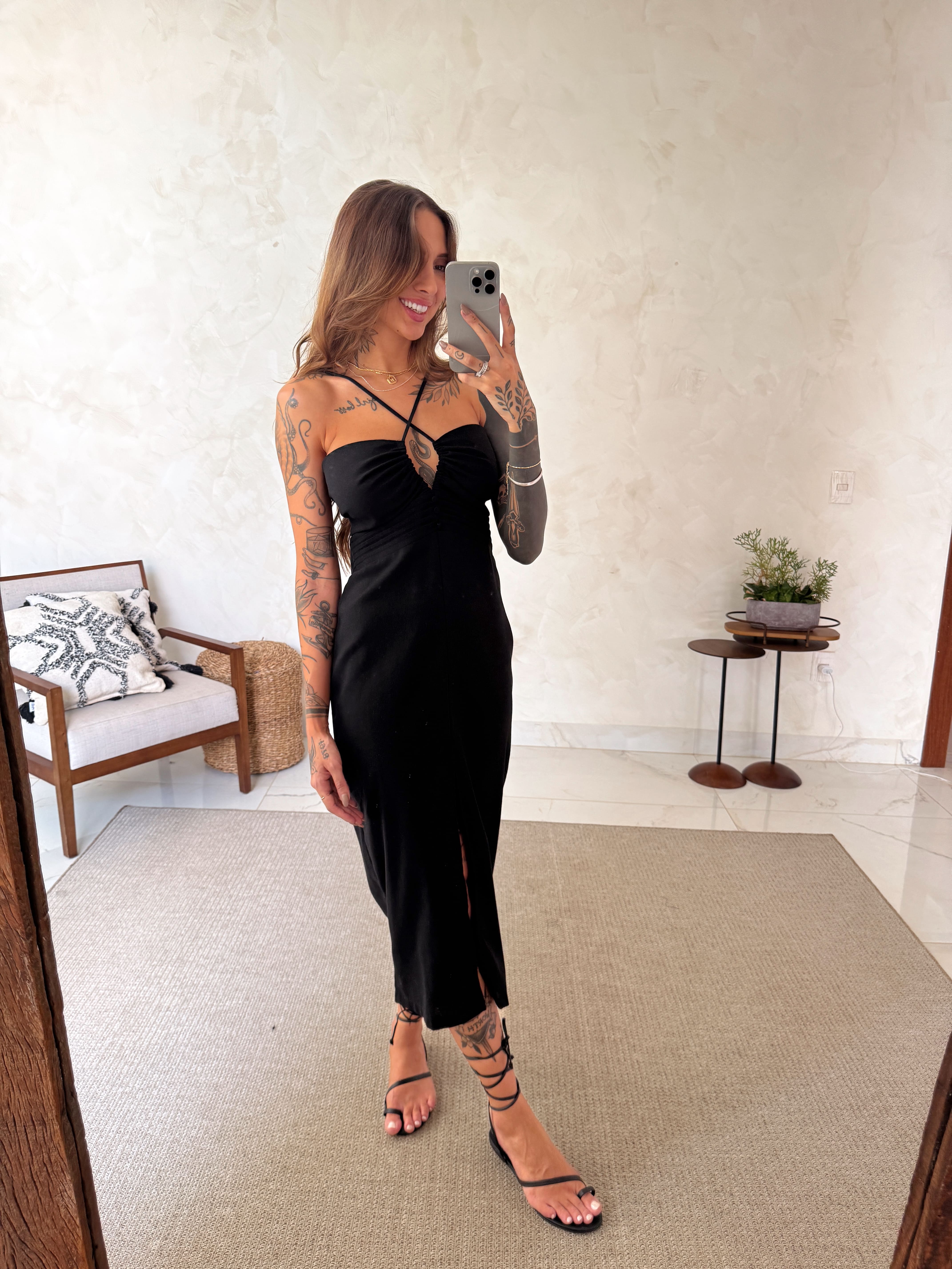 Vestido Midi Thayla - Linho