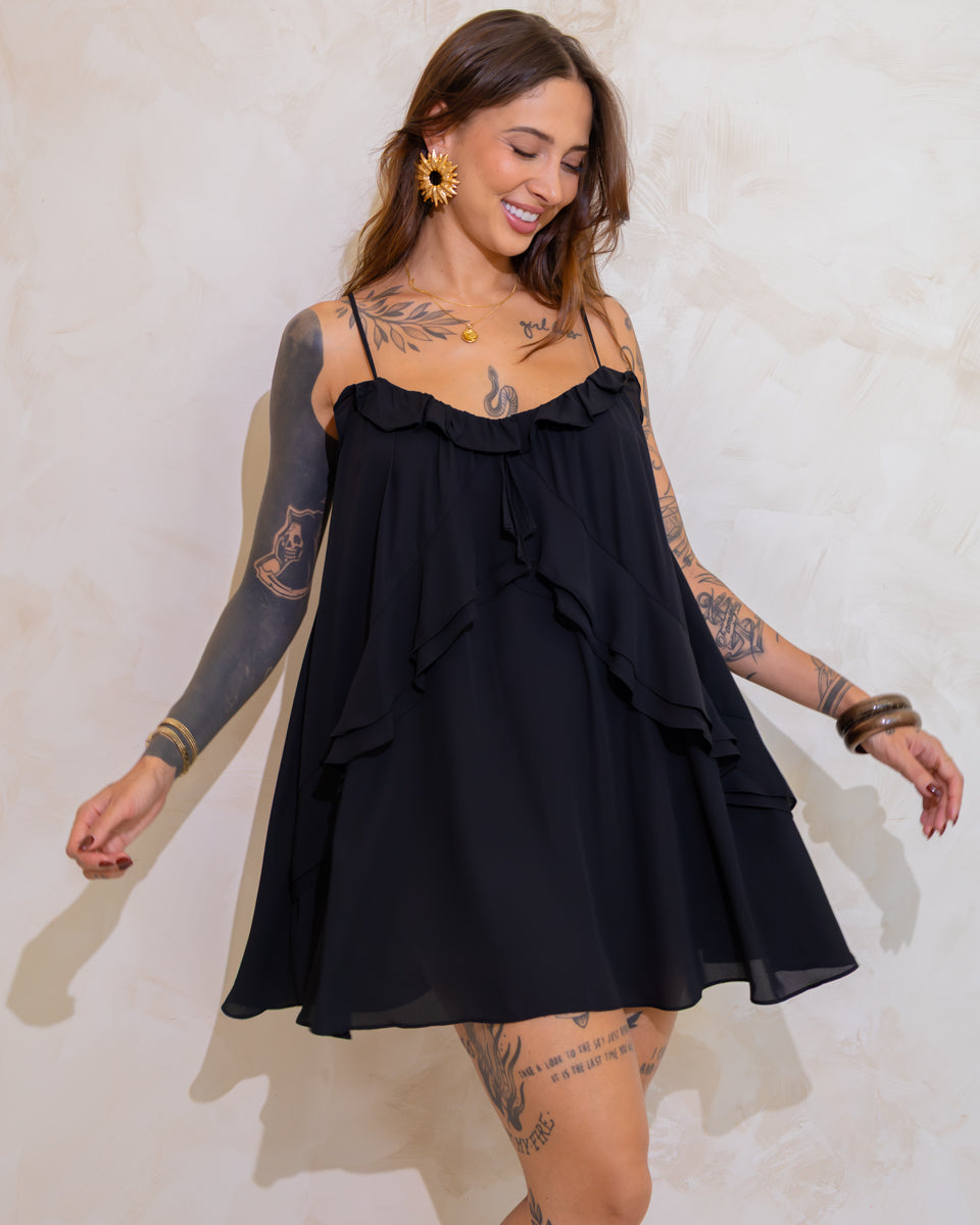 Vestido Curto Aurora Babados - Crepe