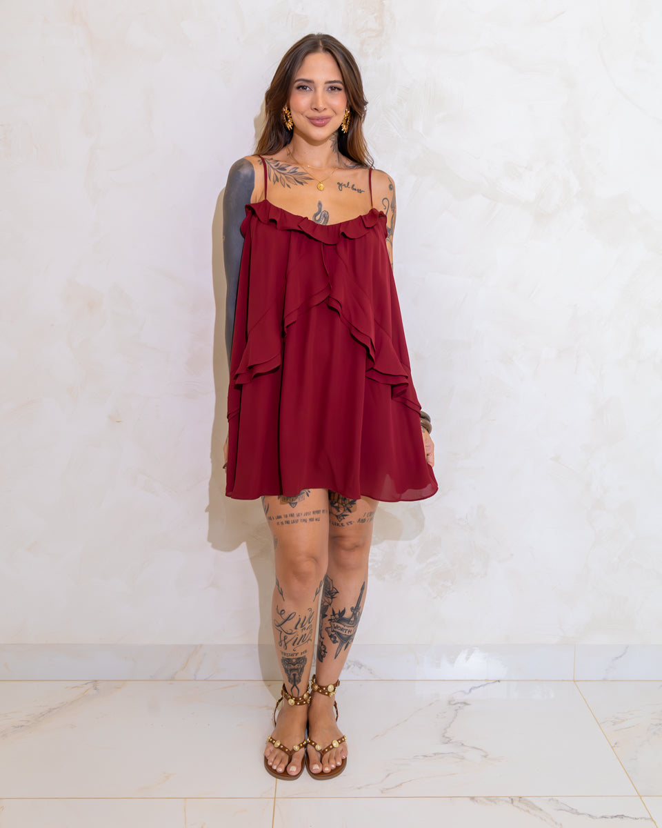 Vestido Curto Aurora Babados - Crepe