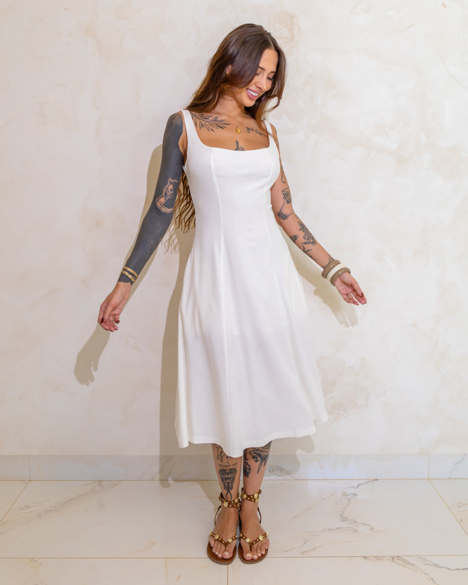 Vestido Boho em Linho Solis - Bolsos