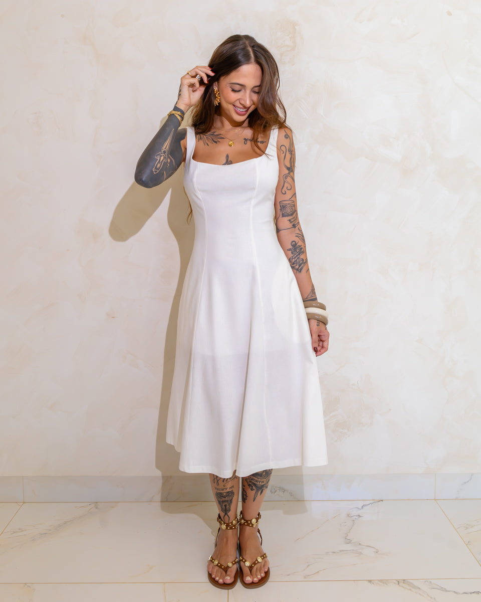 Vestido Boho em Linho Solis - Bolsos