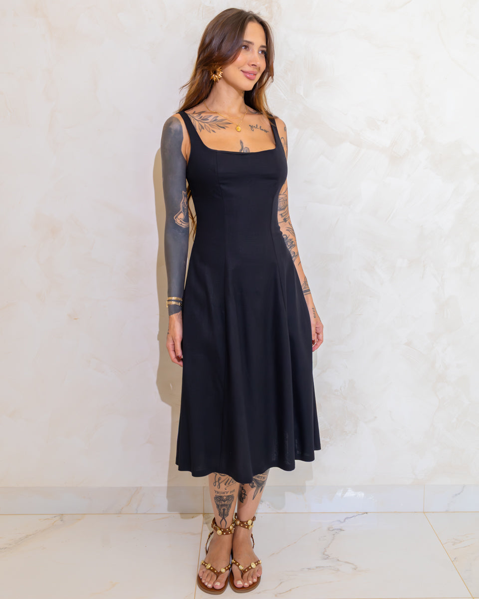 Vestido Boho em Linho Solis - Bolsos