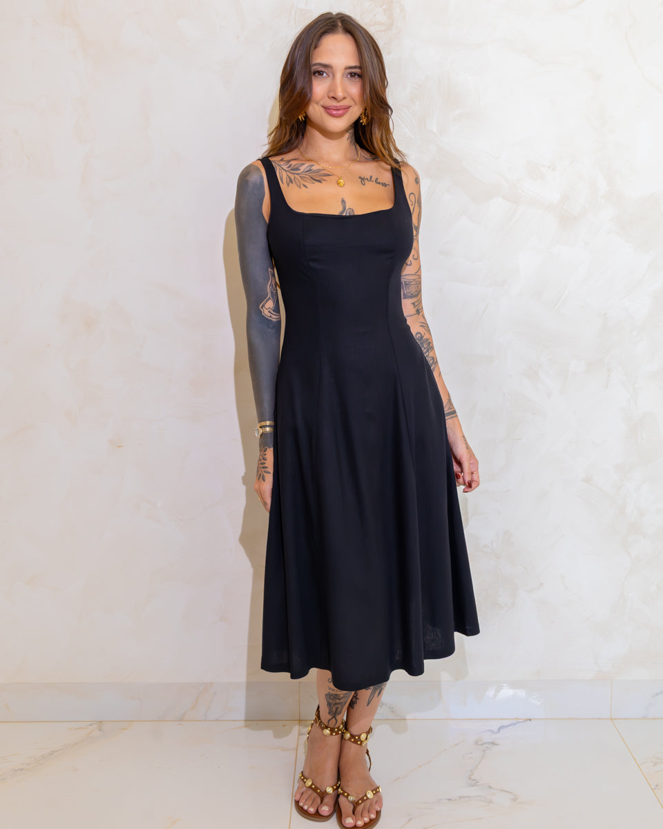 Vestido Boho em Linho Solis - Bolsos