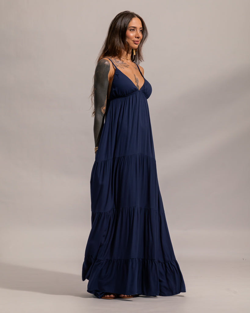 Vestido Longo Suzie - Babados e Amarração nas Costas