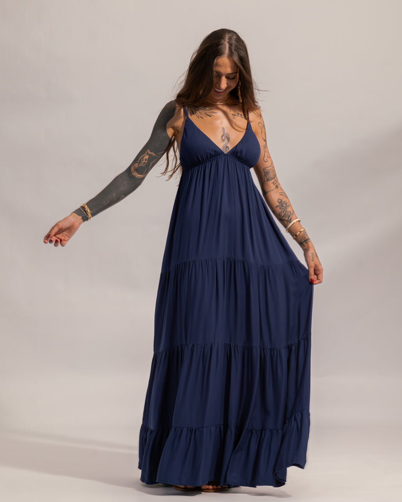 Vestido Longo Suzie - Babados e Amarração nas Costas