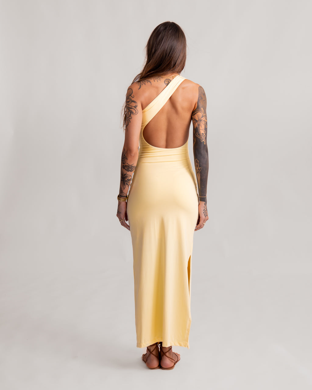 Vestido Poliamida Decote Assimétrico