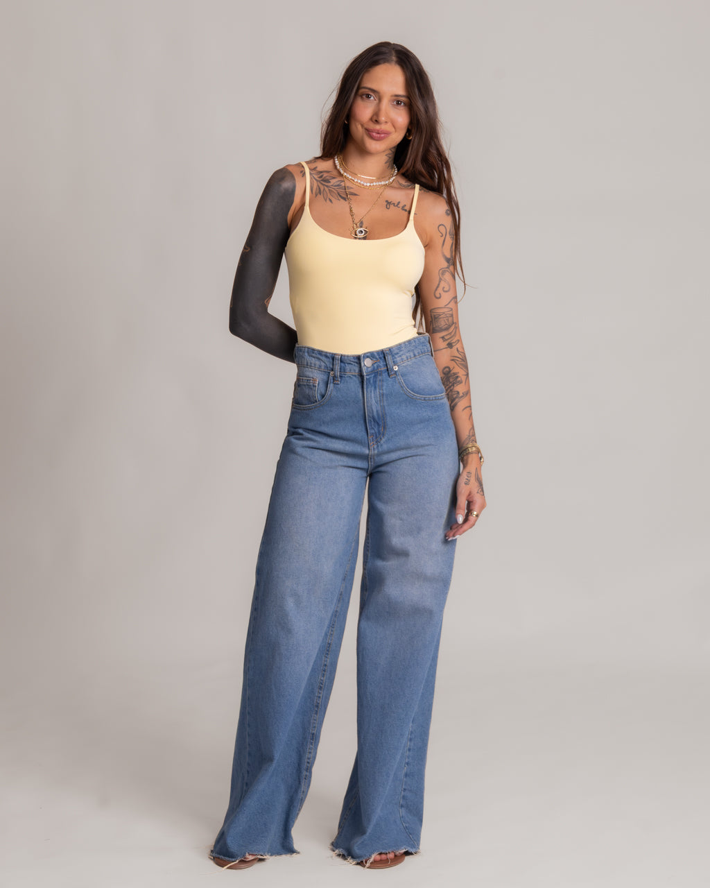 Pantalona Jeans Palazzo