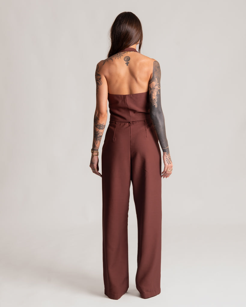 Colete de Alfaiataria com Gola Halter e Decote V