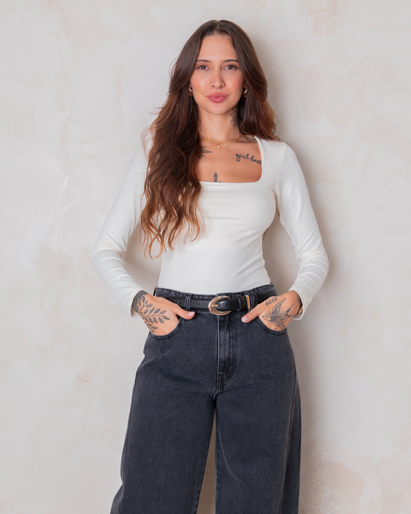 Body Poliamida Camille - Decote Quadrado