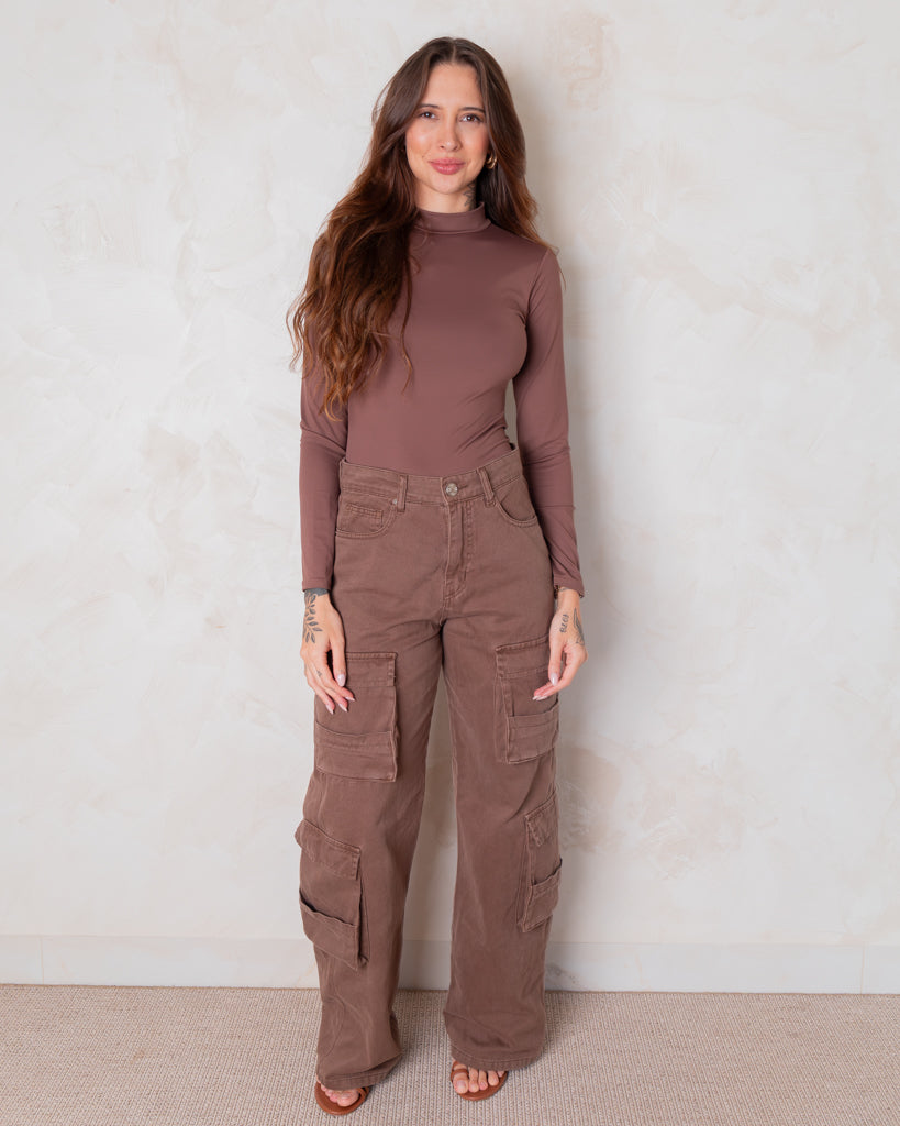 Calça Cargo Brick em Sarja
