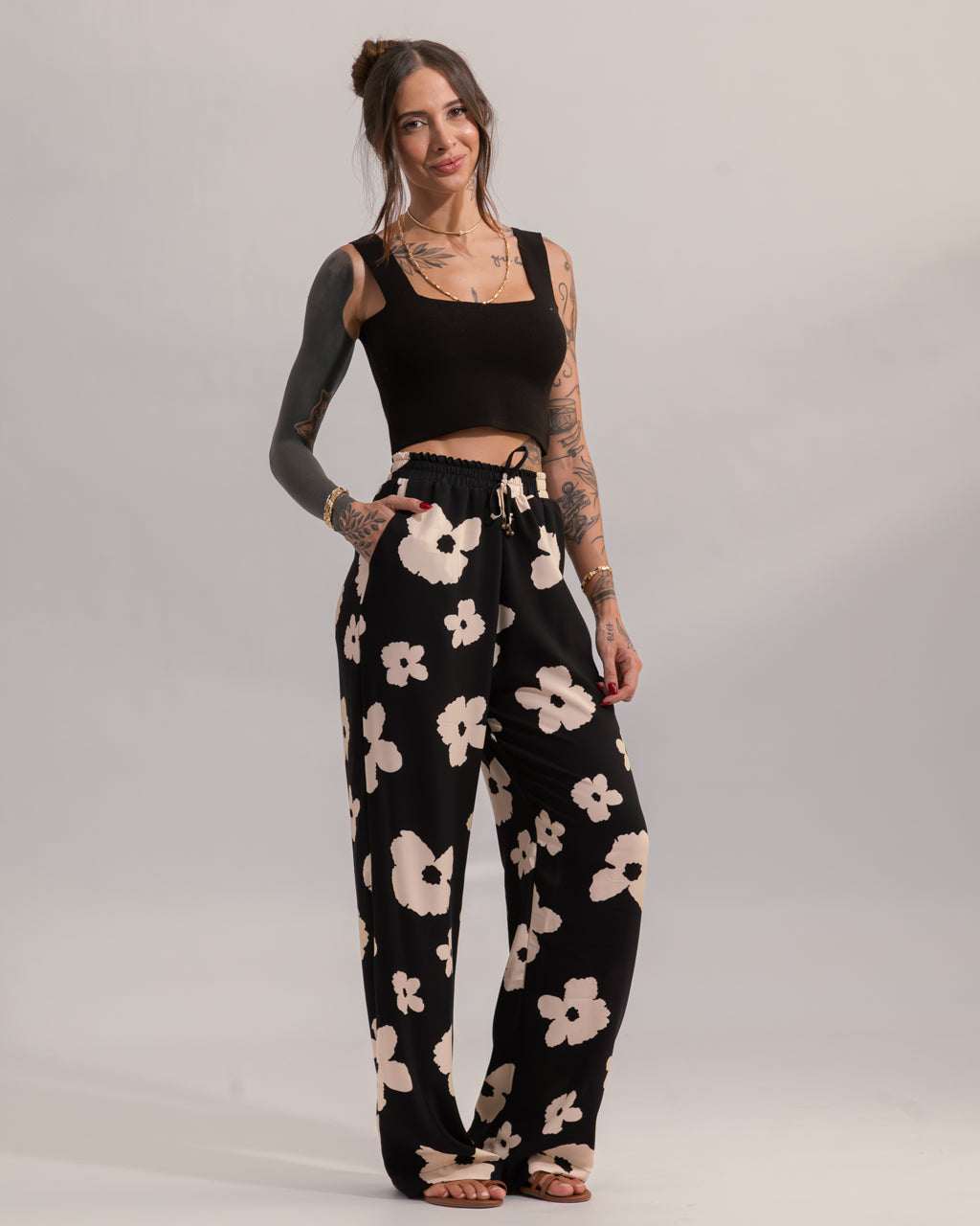 Calça Pantalona Estampa Maxi Floral