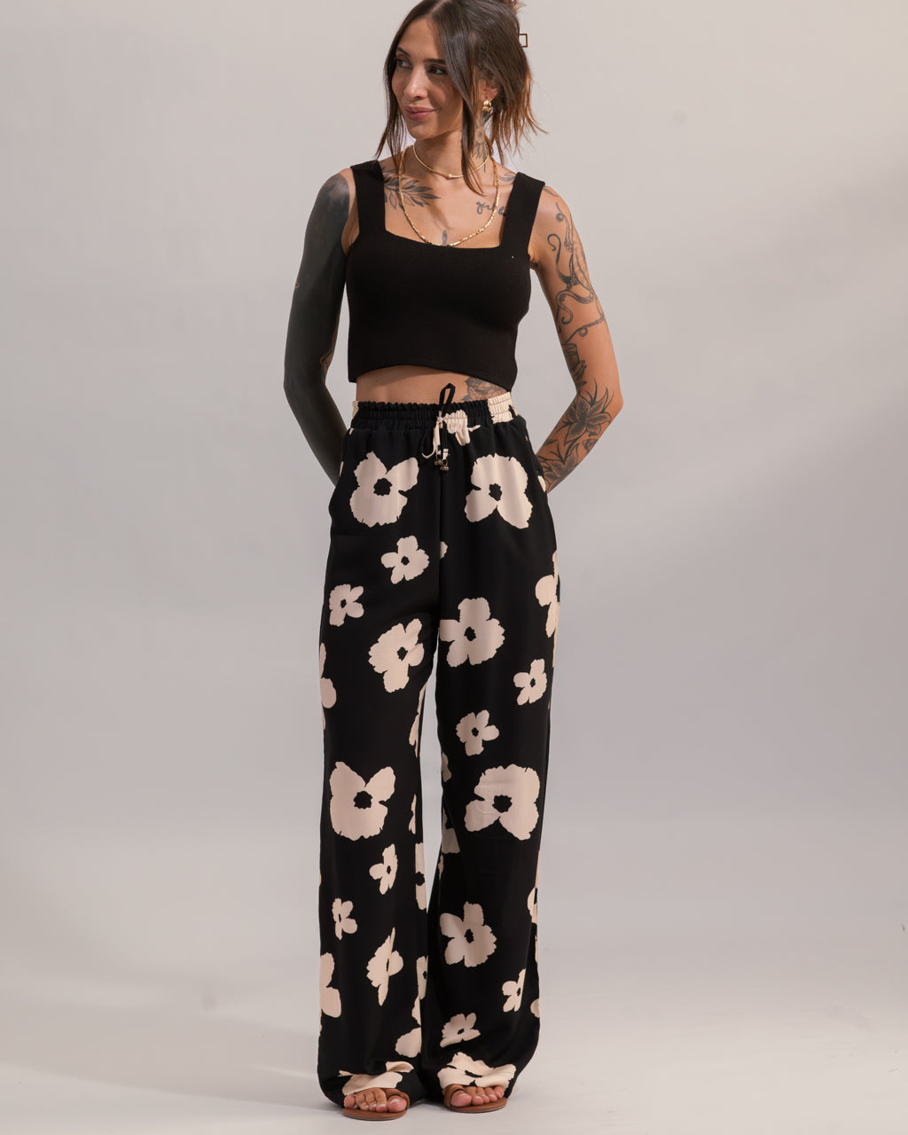 Calça Pantalona Estampa Maxi Floral