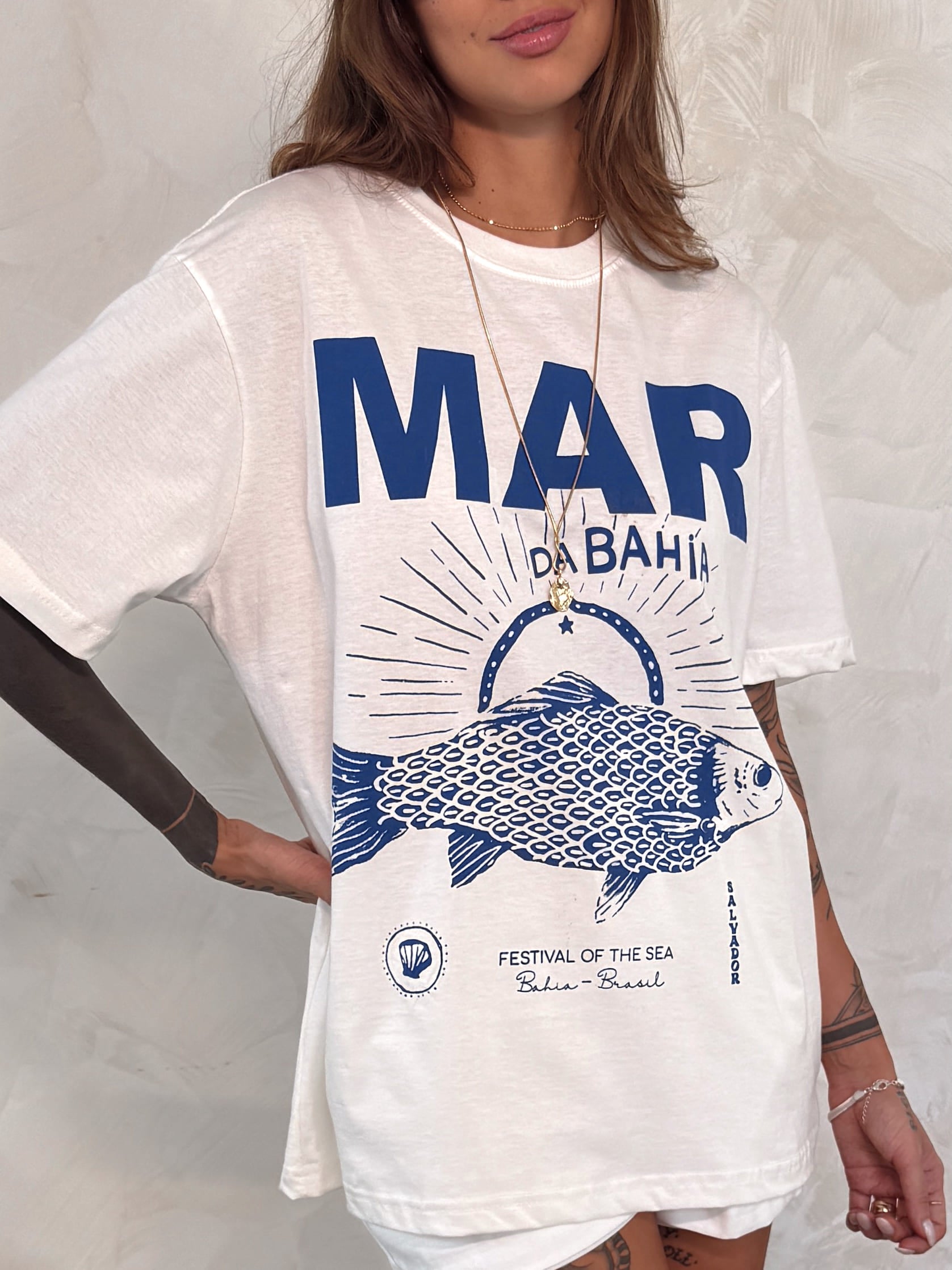 T-Shirt de Algodão Mar da Bahia