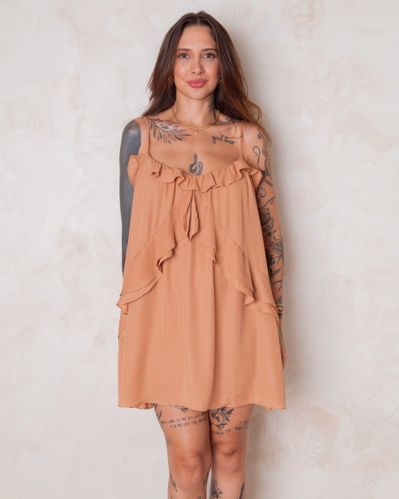 Vestido Curto Aurora Babados - Crepe