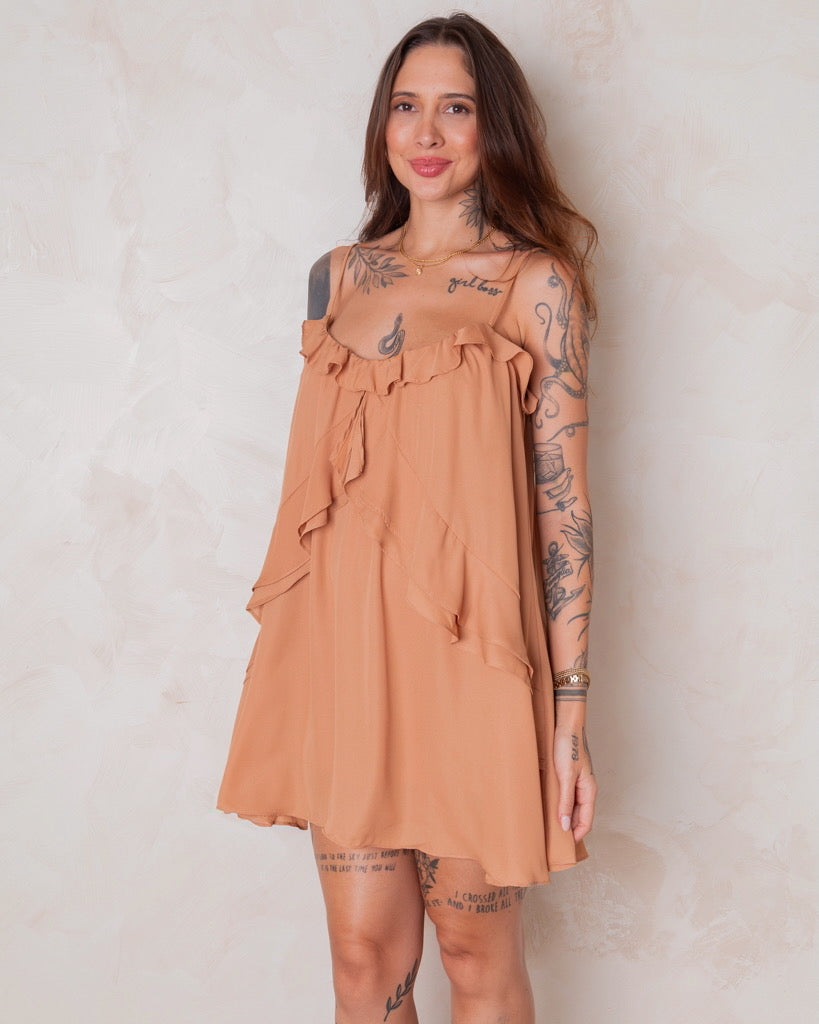 Vestido Curto Aurora Babados - Crepe