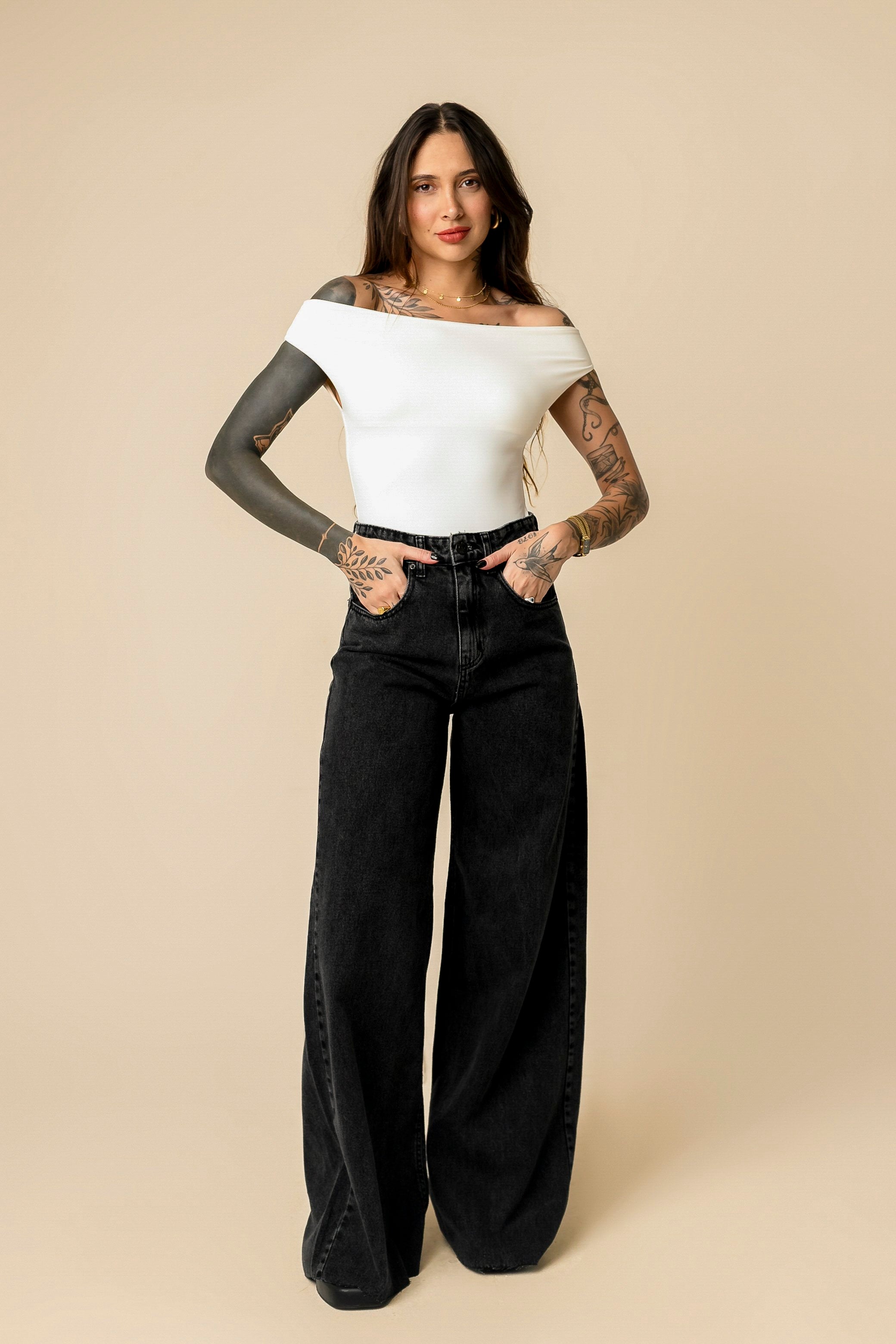 Pantalona Jeans Palazzo