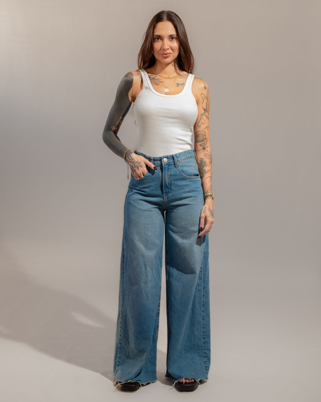 Pantalona Jeans Palazzo