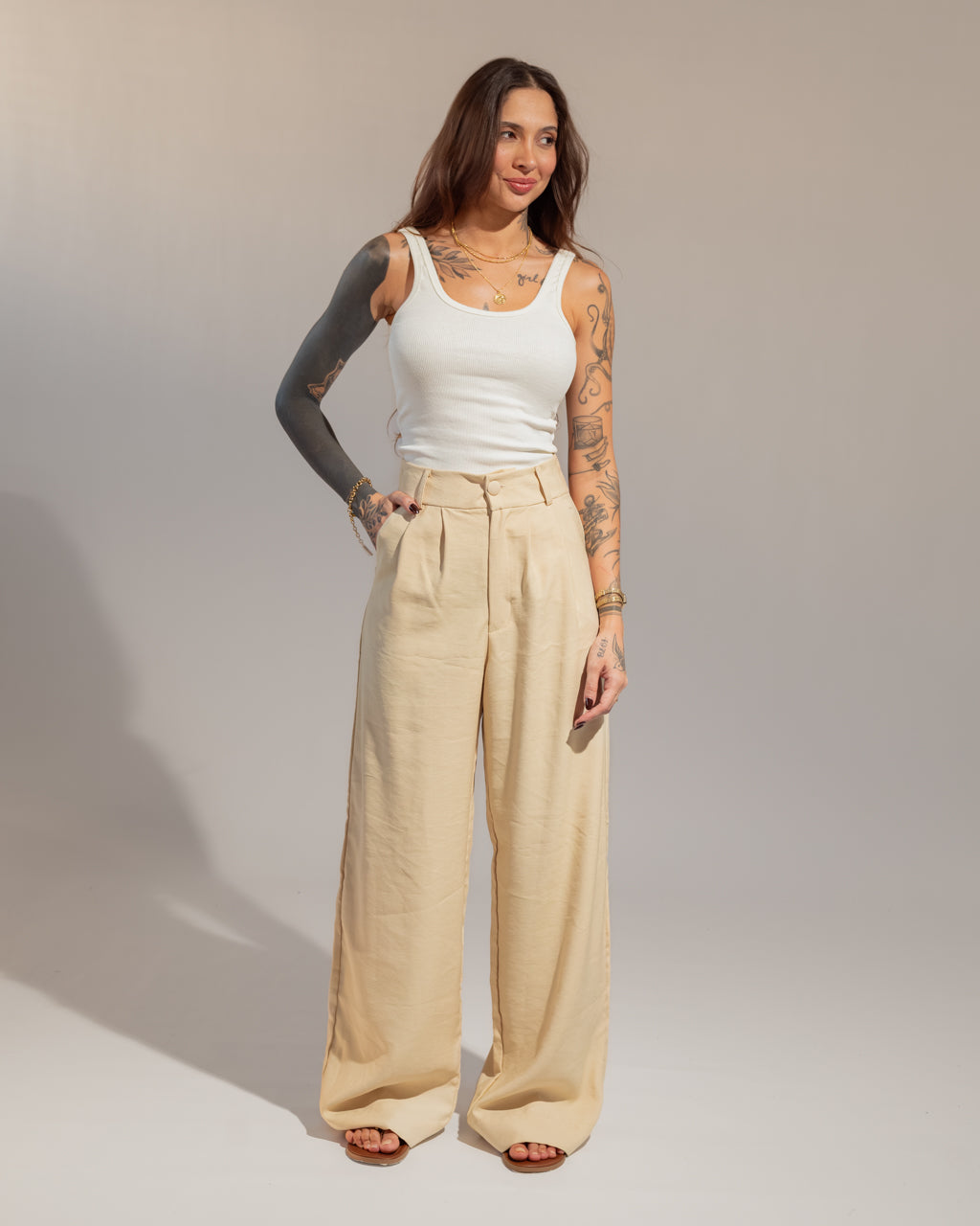 Calça Alfaiataria Botão Olga