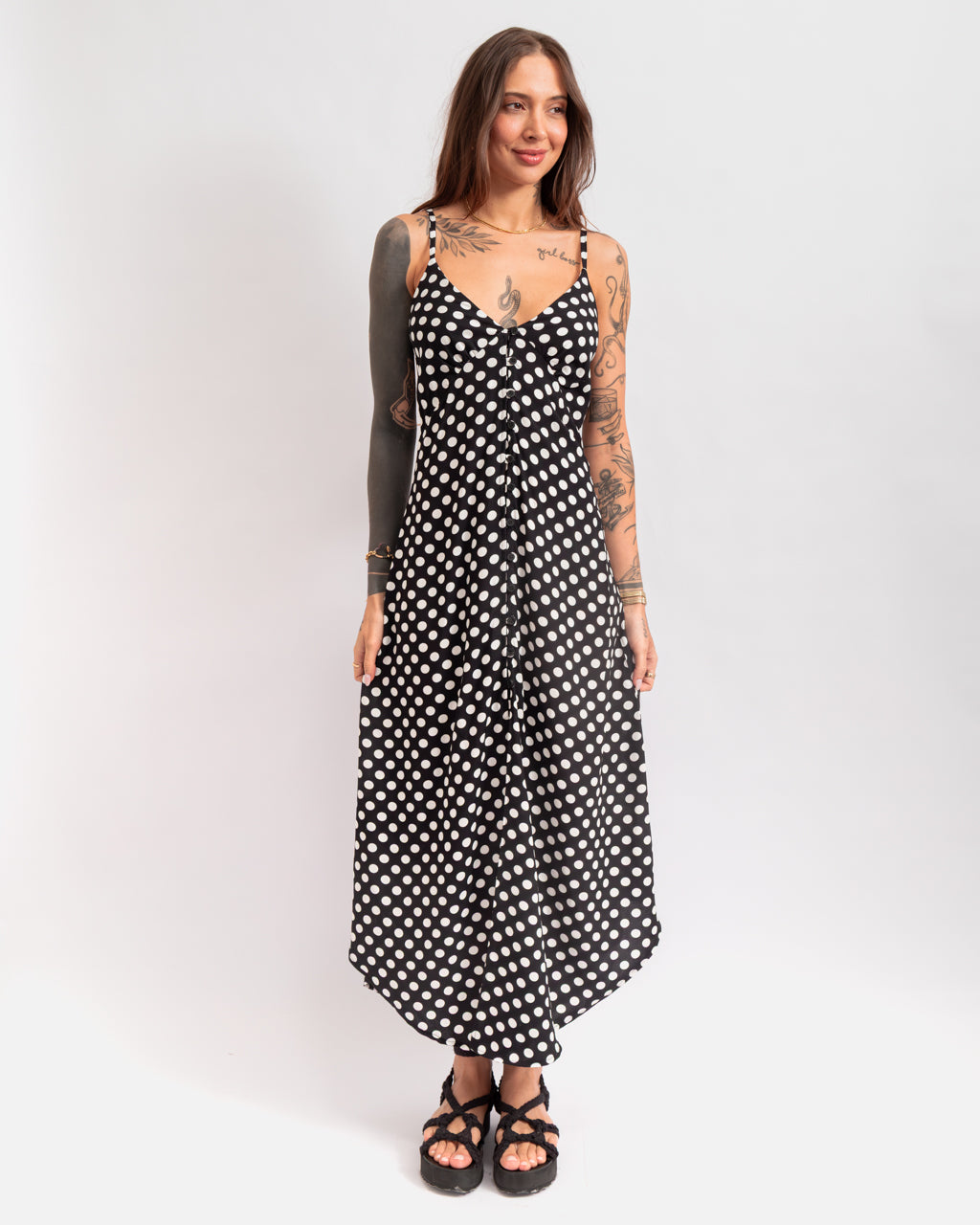 Vestido Assimétrico Clara Liso - Com Botões