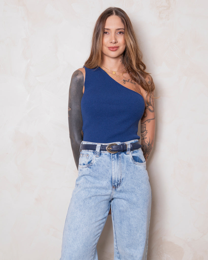 Calça Jeans Wide Leg - Marmorizado