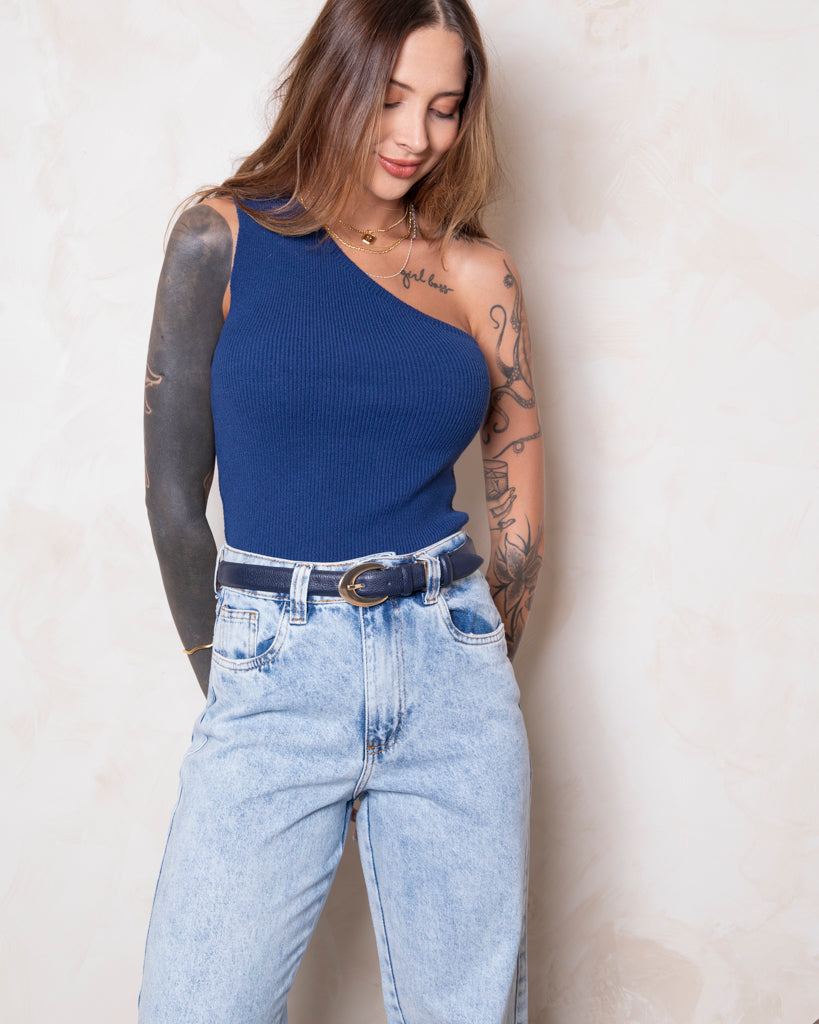 Calça Jeans Wide Leg - Marmorizado