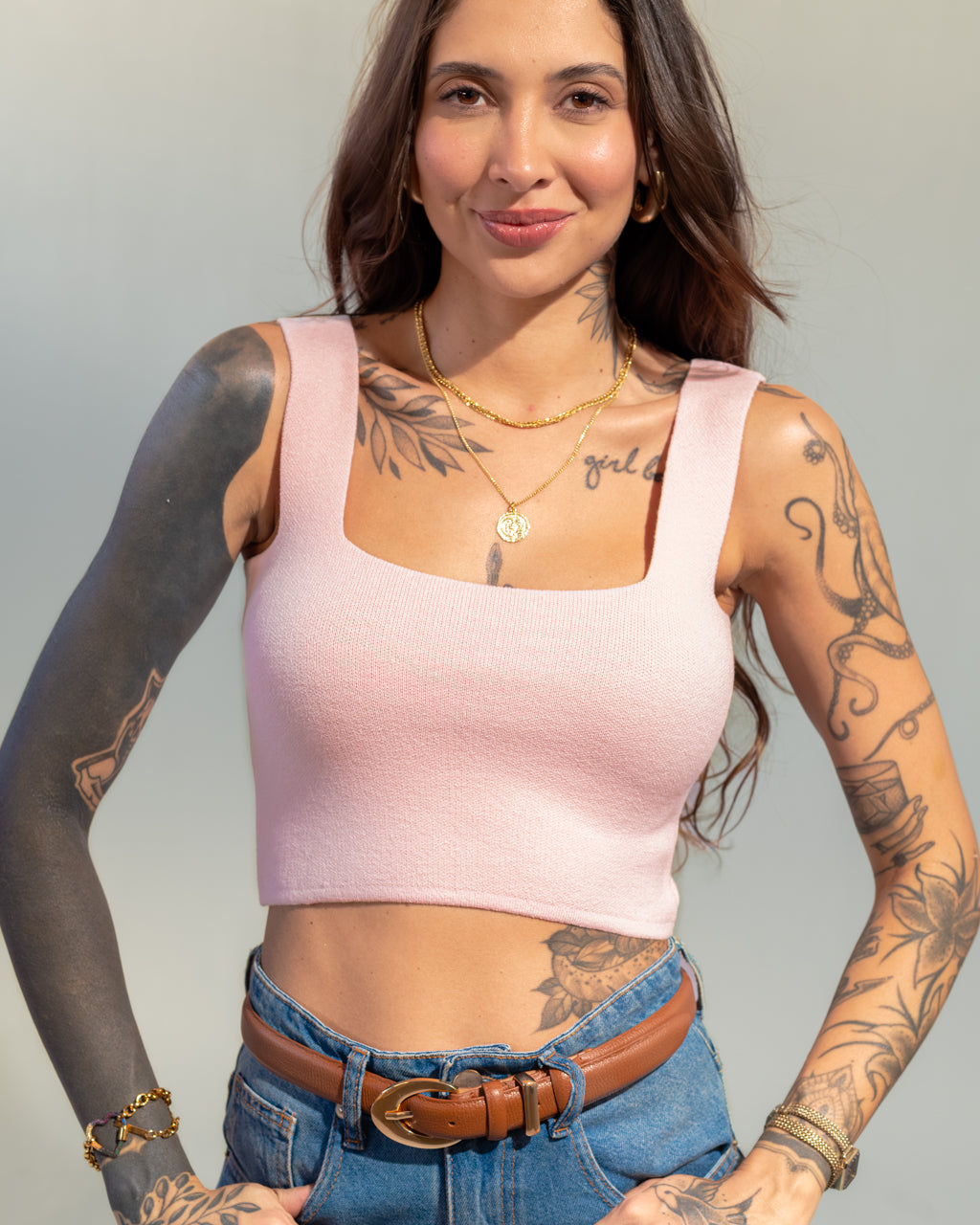 Top Reto Lisa em Tricot
