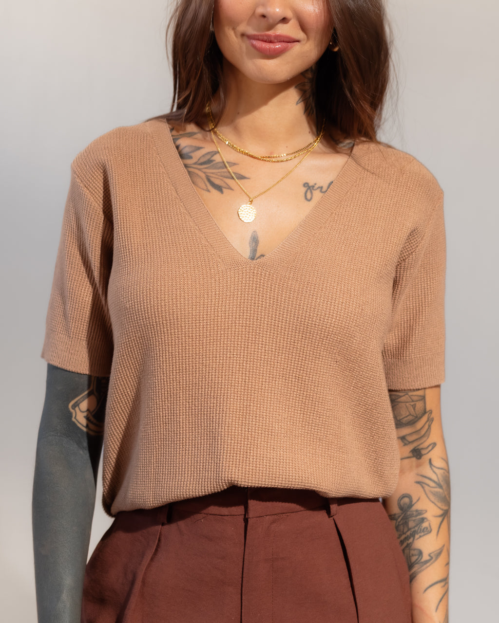 Blusa Basic Manguinha em Tricot Texturizado