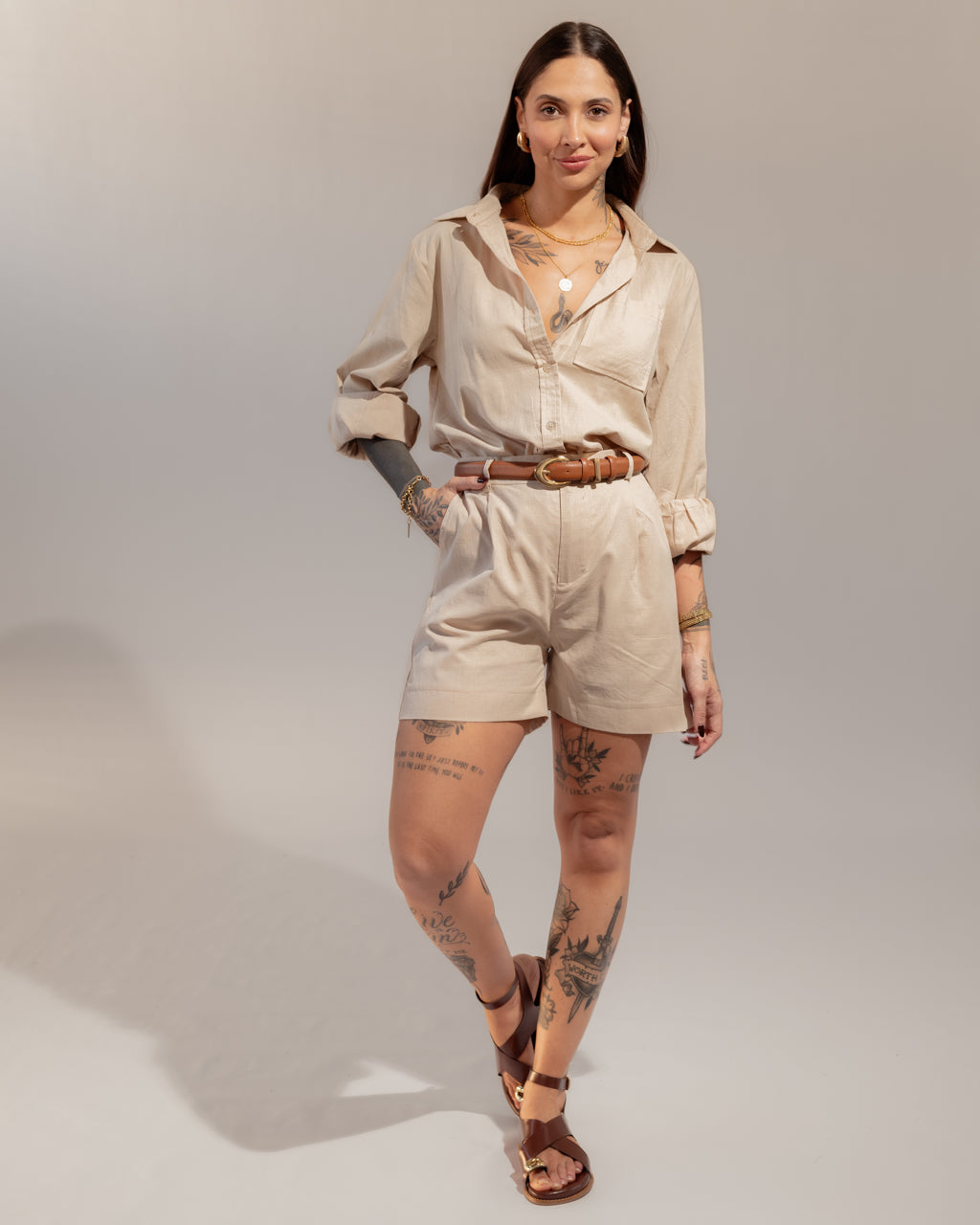 Conjunto em Alfaiataria Capri - Camisa + Short