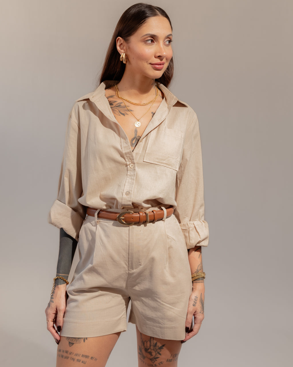 Conjunto em Alfaiataria Capri - Camisa + Short