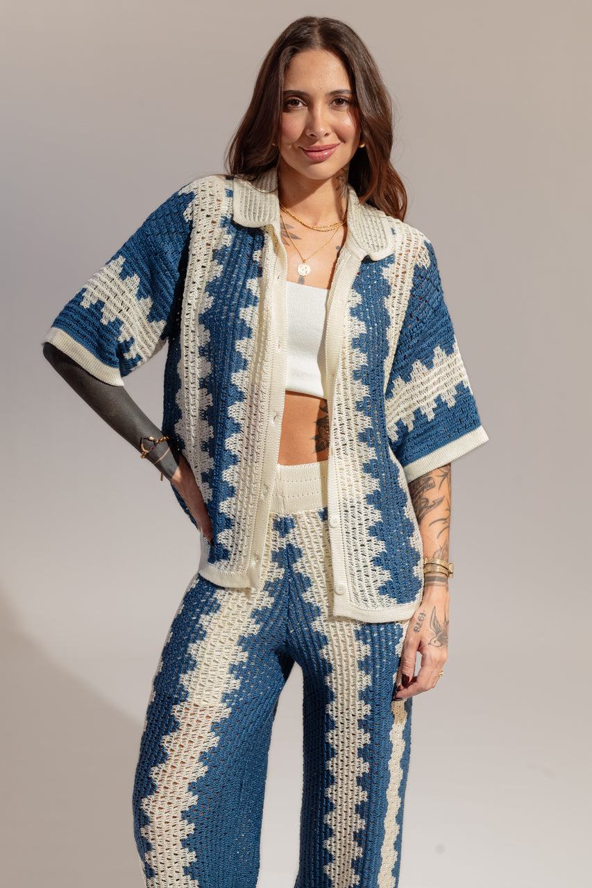 {PRÉ-VENDA} Conjunto Calça + Camisa em Tricot - Mykonos