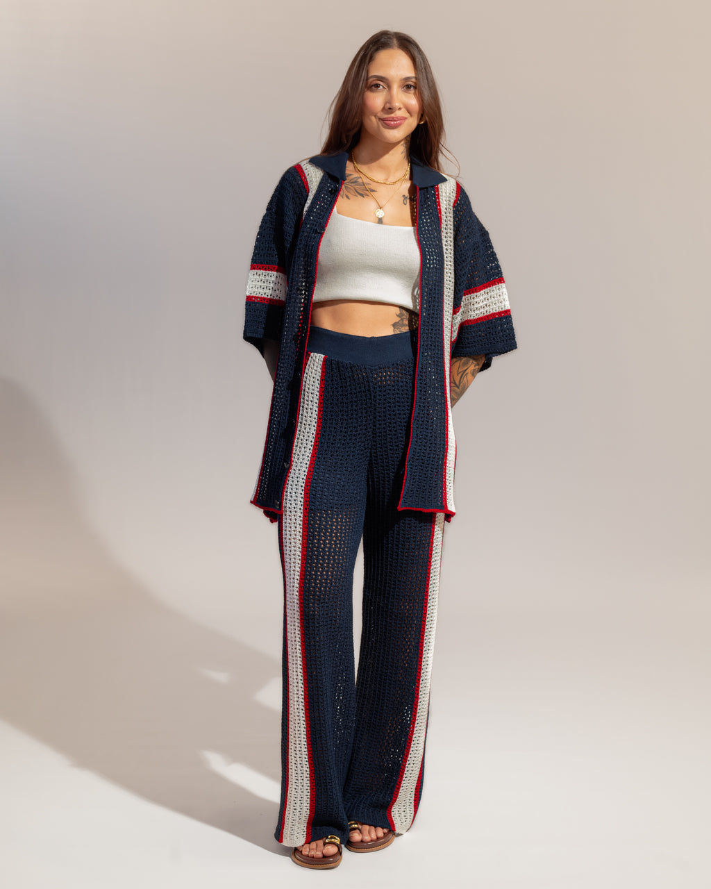 Conjunto em Tricot Navy - Calça + Camisa
