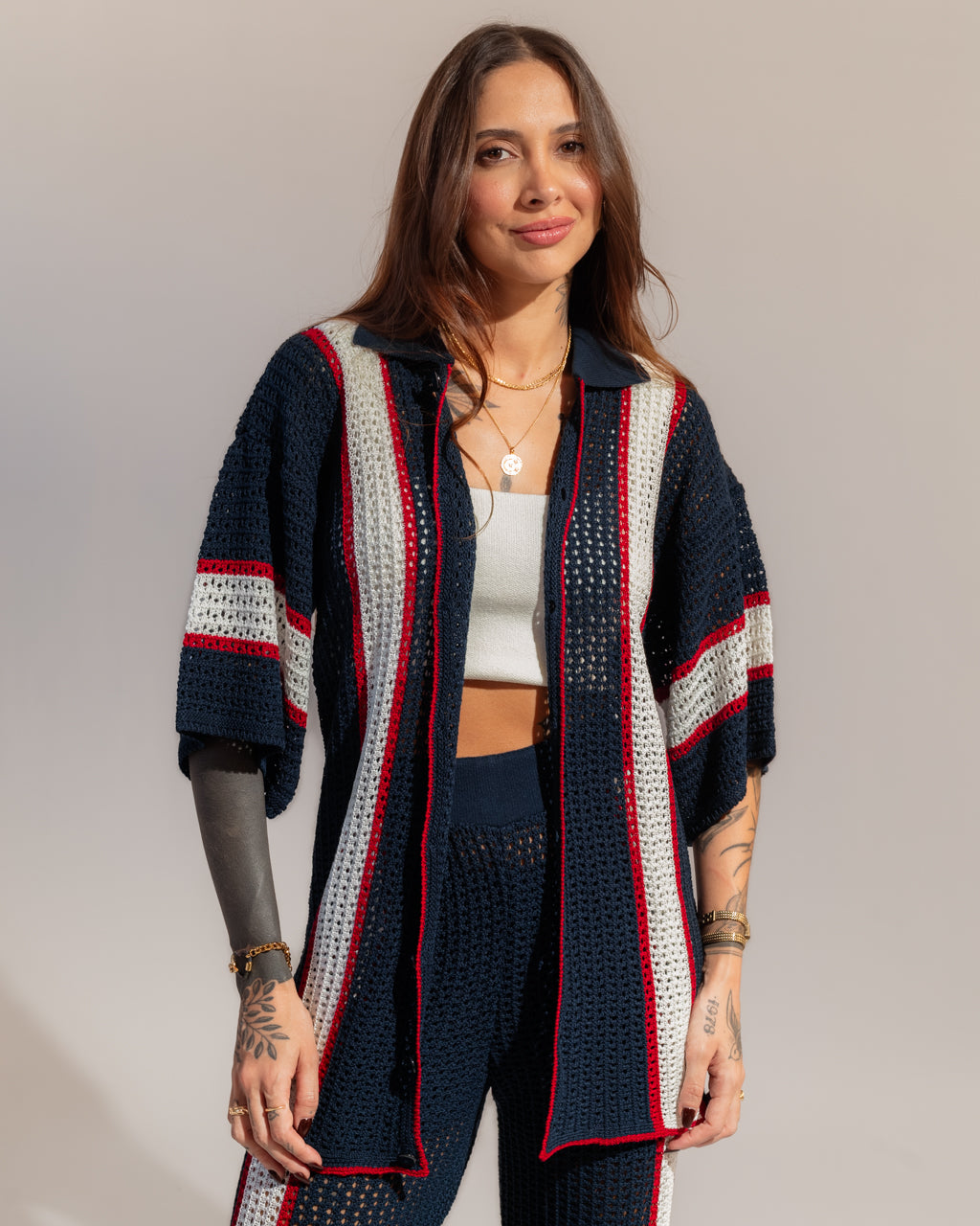 Conjunto em Tricot Navy - Calça + Camisa