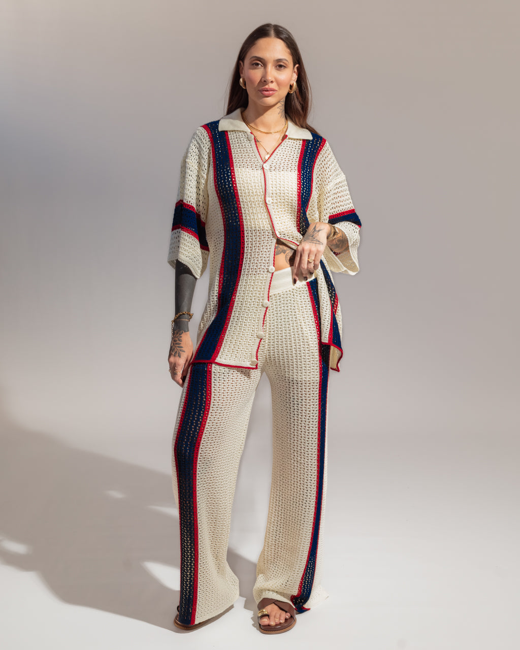 Conjunto em Tricot Navy - Calça + Camisa